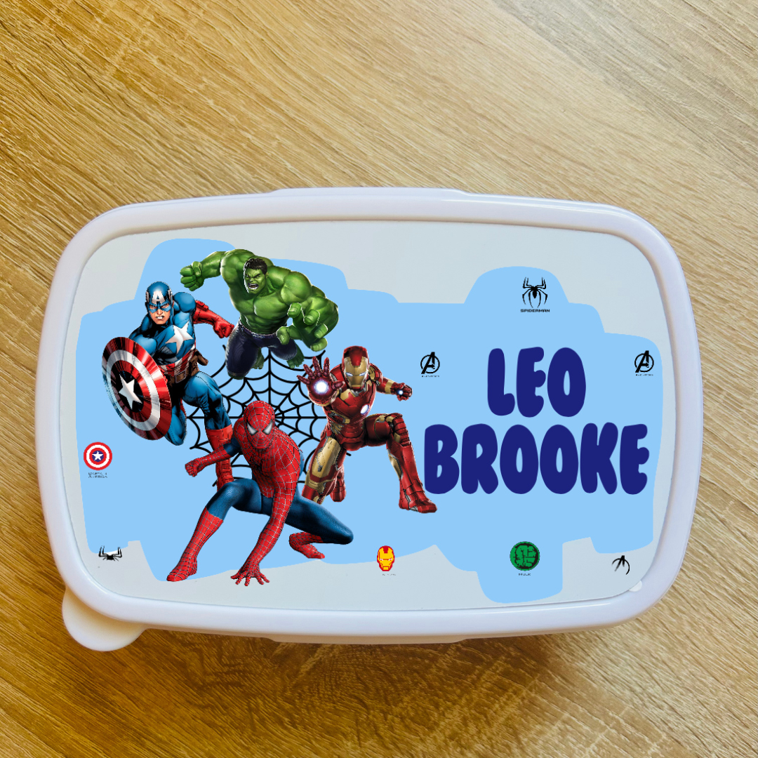 Superheroes / Avengers Personalised Snack/Lunch Box - Kids Snack Box - Girls Lunch Box - Snack Tub - Boys Lunch Box School Lunch Bag, Back to School
