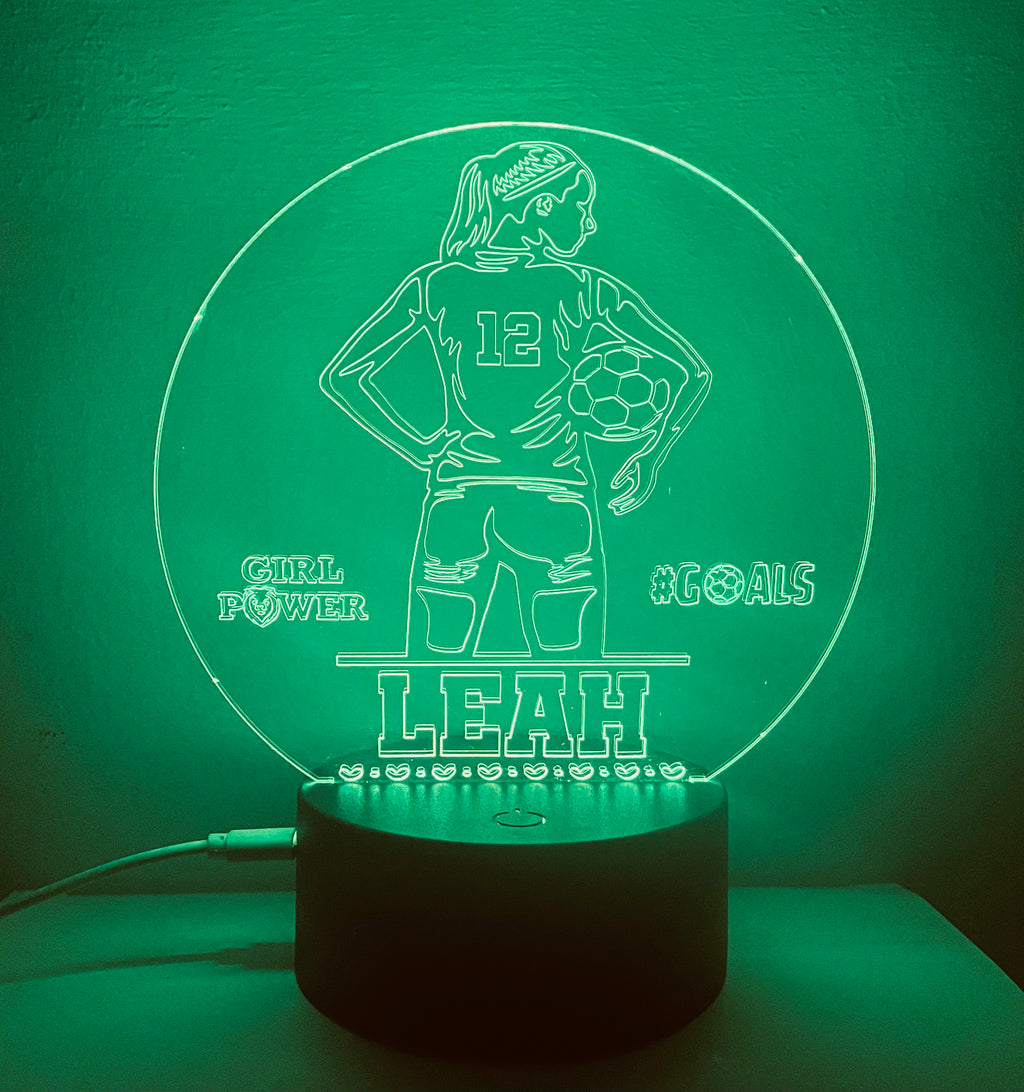 Women’s Football Themed LED Night Light - Comes Fully Personalised. Unique Gift Idea