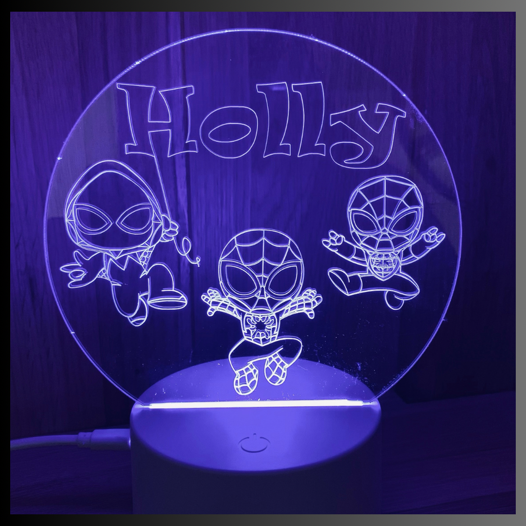 Spidey & Friends Themed LED Night Light - Comes Fully Personalised. Unique Gift Idea