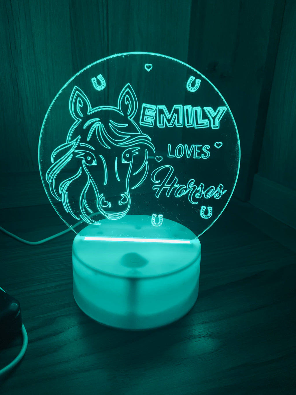 Horse Themed LED Night Light - Comes Fully Personalised. Unique Gift Idea