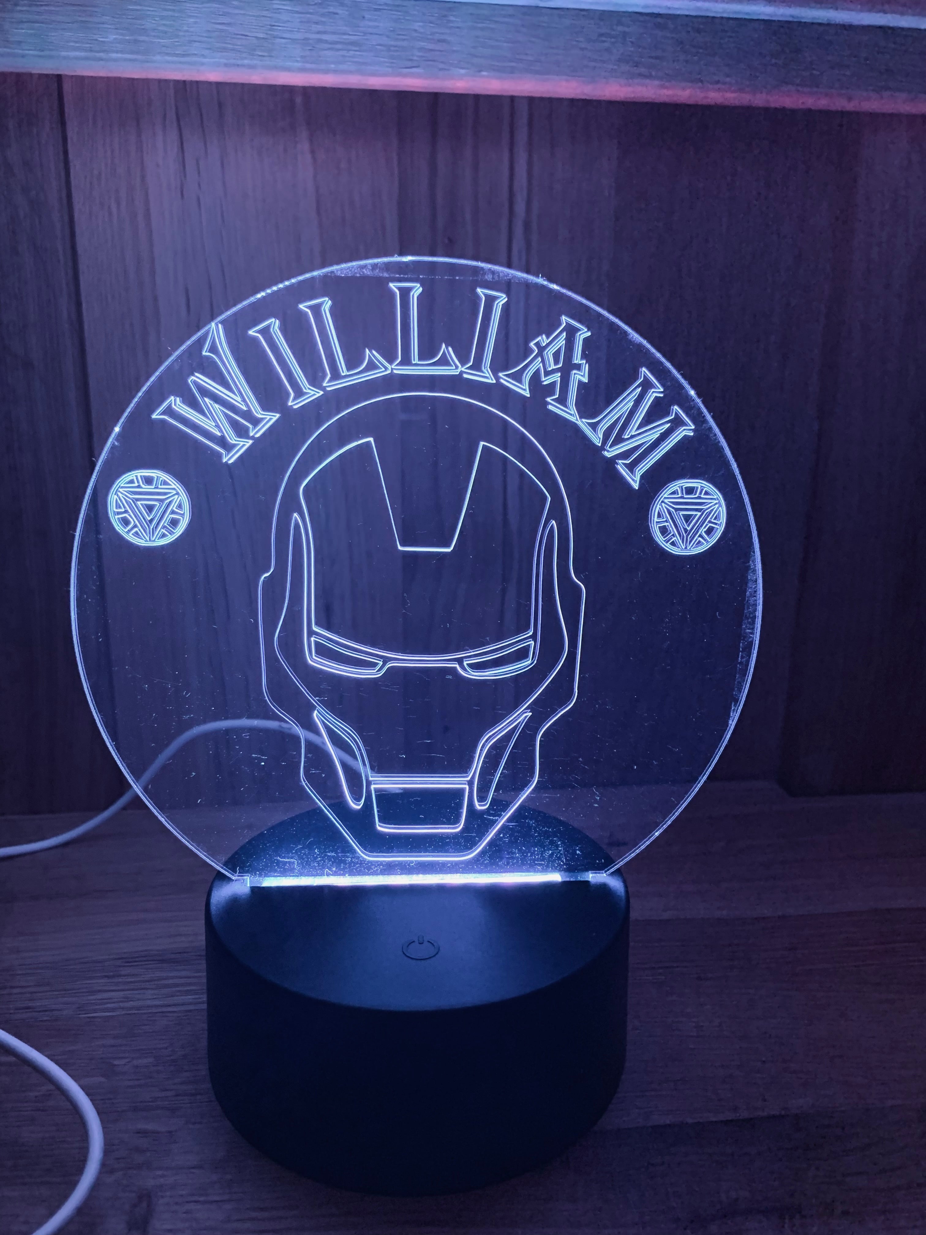 Iron Man Themed LED Night Light - Comes Fully Personalised. Unique Gift Idea