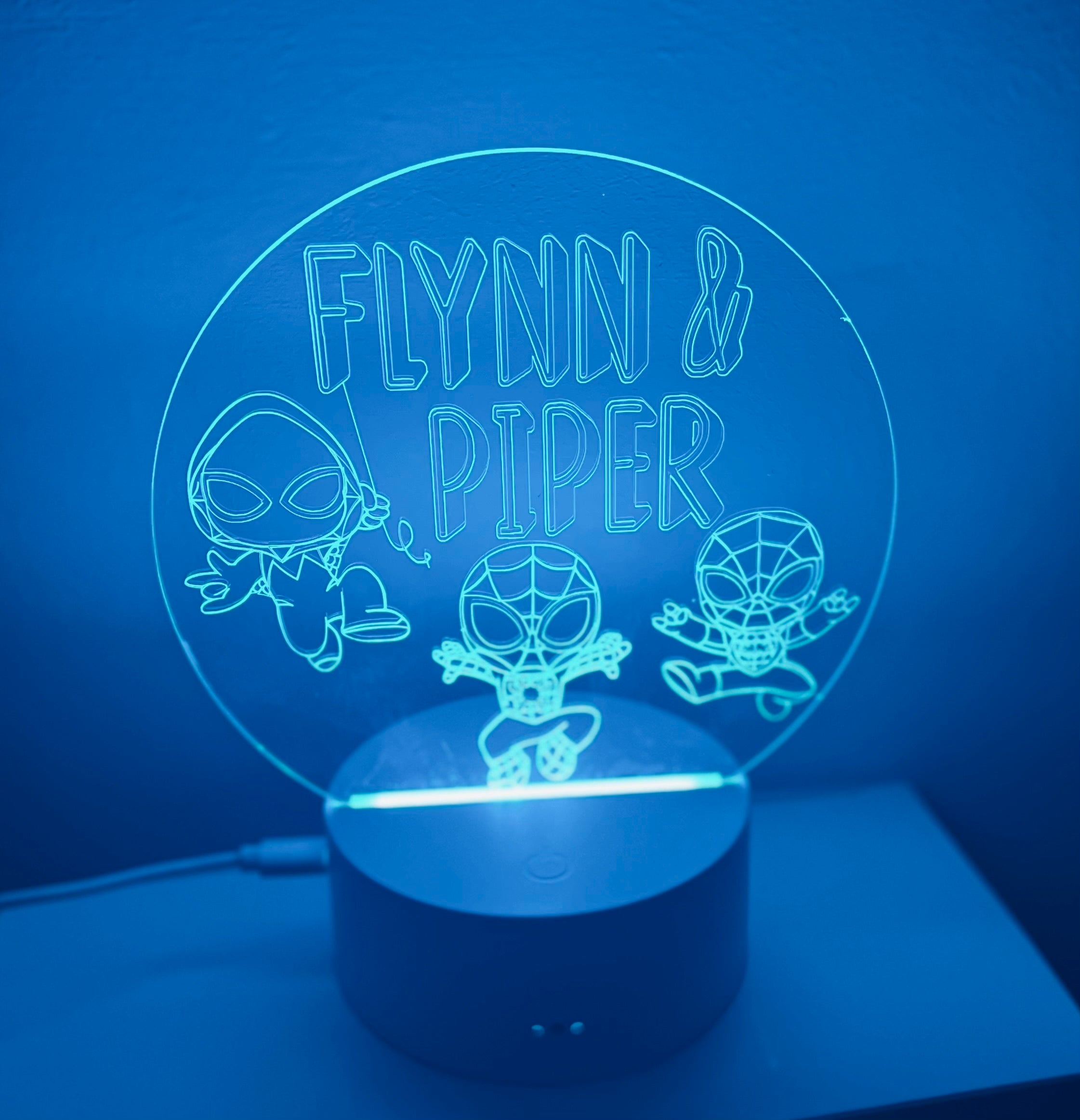 Spidey & Friends Themed LED Night Light - Comes Fully Personalised. Unique Gift Idea