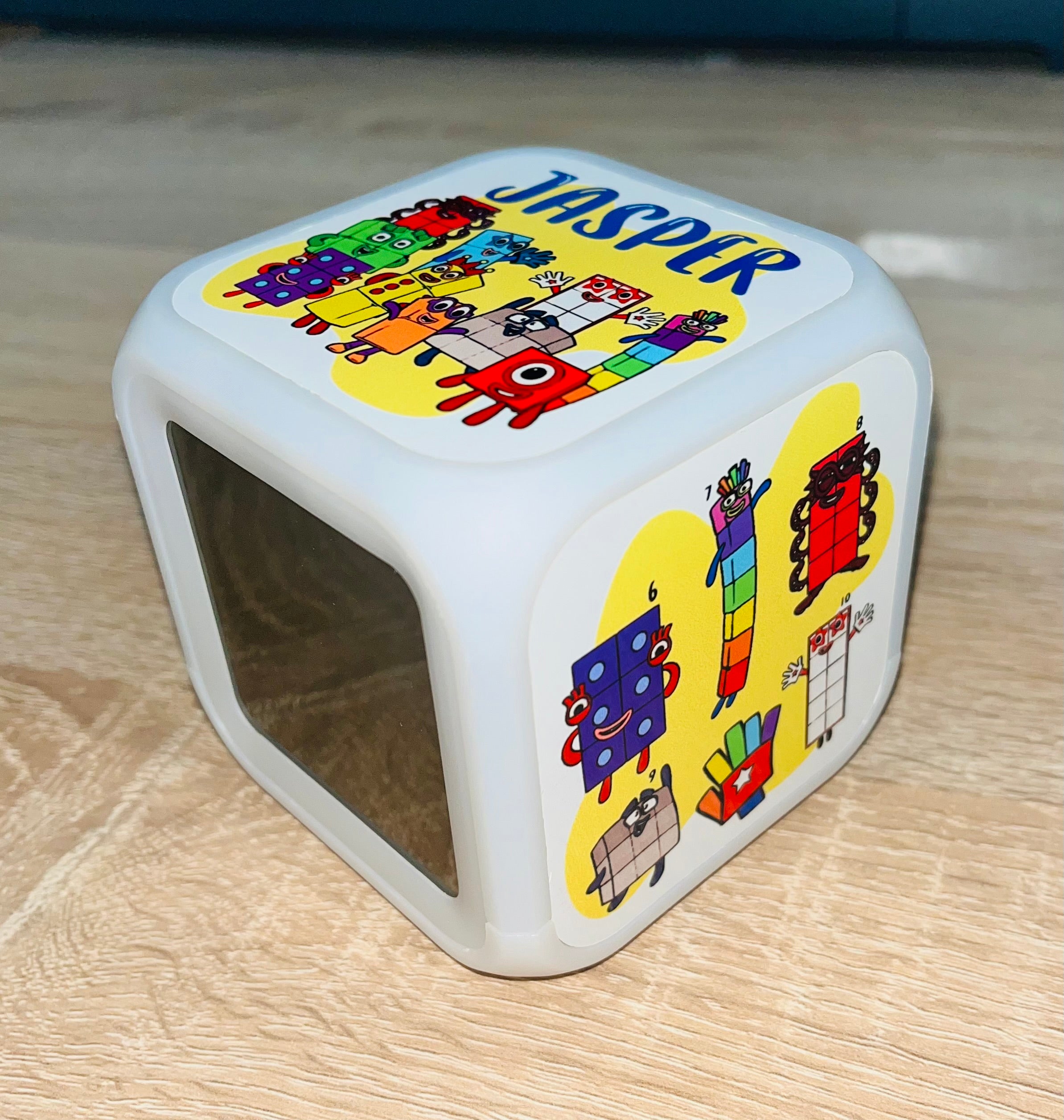 Character/Numberblocks Design Personalised LED Cube Digital Alarm Clock - Colour Changing/Great Gift Idea