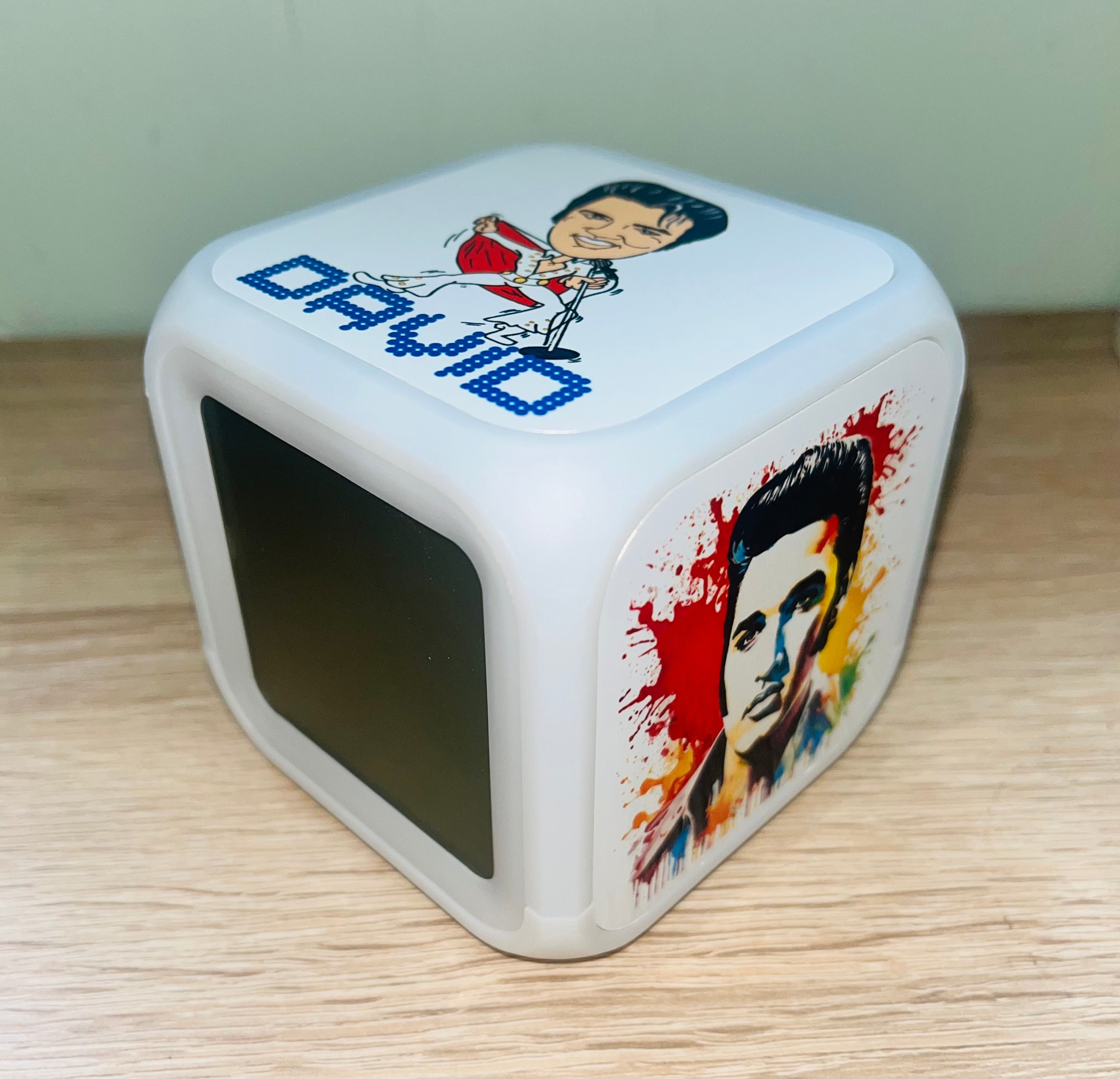 Elvis/Music Design Personalised LED Cube Digital Alarm Clock - Colour Changing/Great Gift Idea
