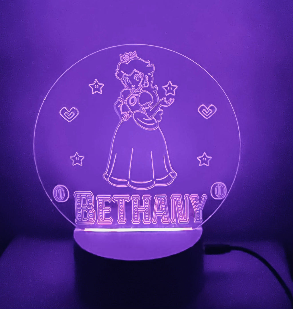 Character/Princess Peach Themed LED Night Light - Comes Fully Personalised. Unique Gift Idea