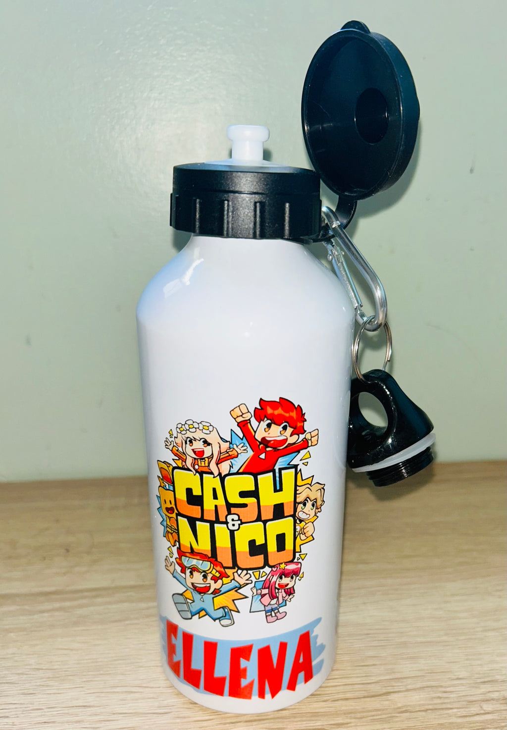 Character/Cash & Nico Themed Personalised 600ml Aluminium Water Bottles - made with your favourite characters! School Water Bottle, Summer Ready.