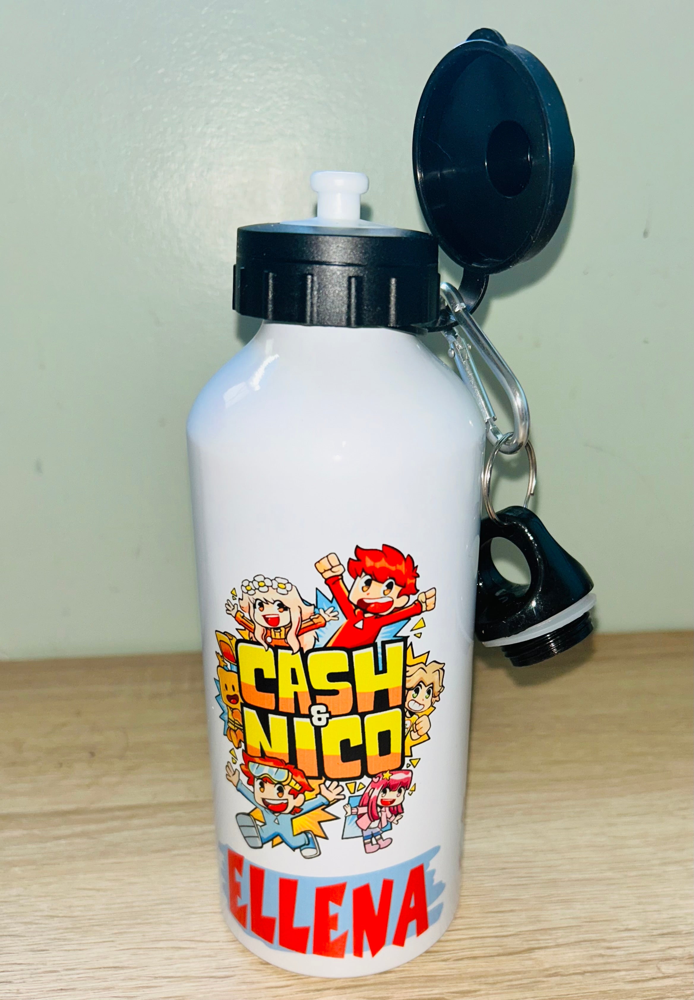 Character/Cash & Nico Themed Personalised 600ml Aluminium Water Bottles - made with your favourite characters! School Water Bottle, Summer Ready.