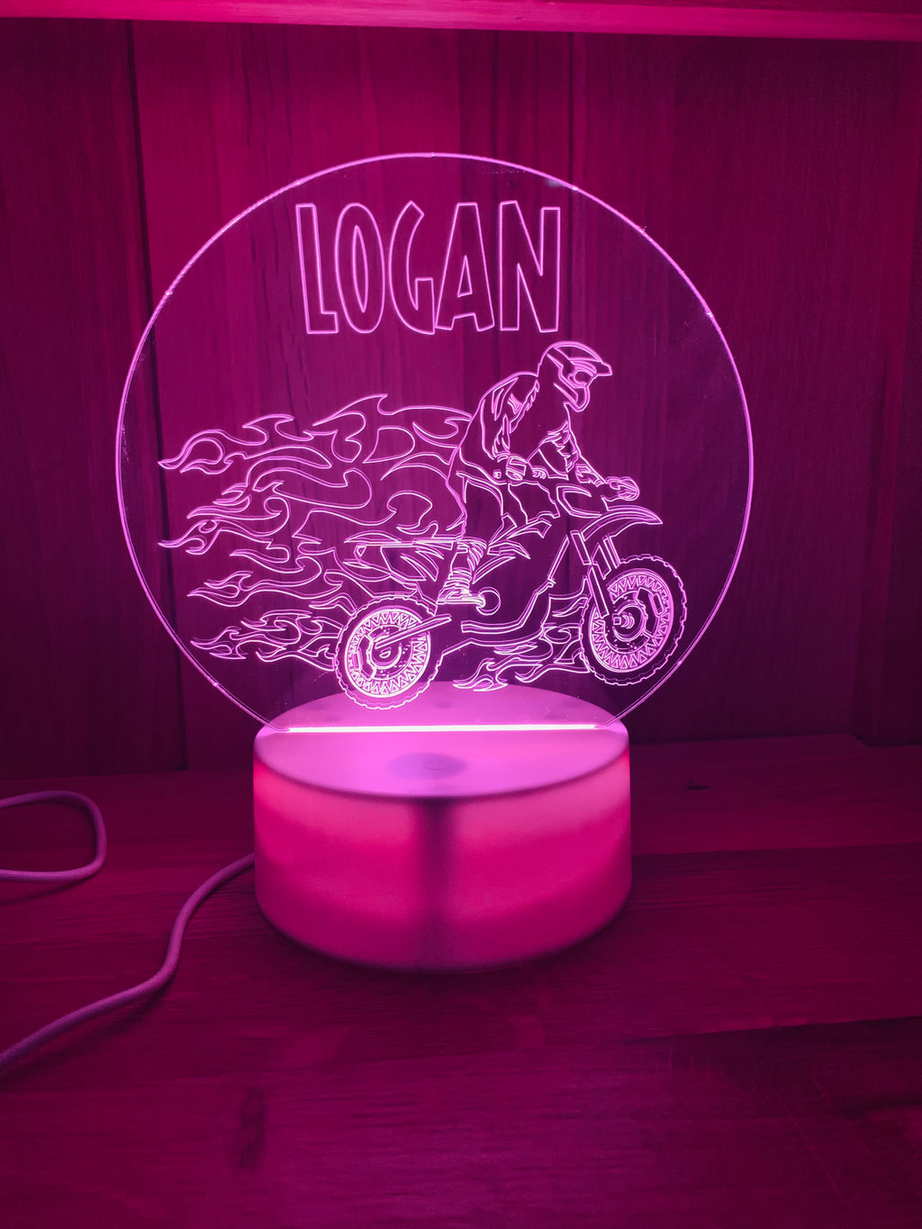 MotorCross Themed LED Night Light - Comes Fully Personalised. Unique Gift Idea