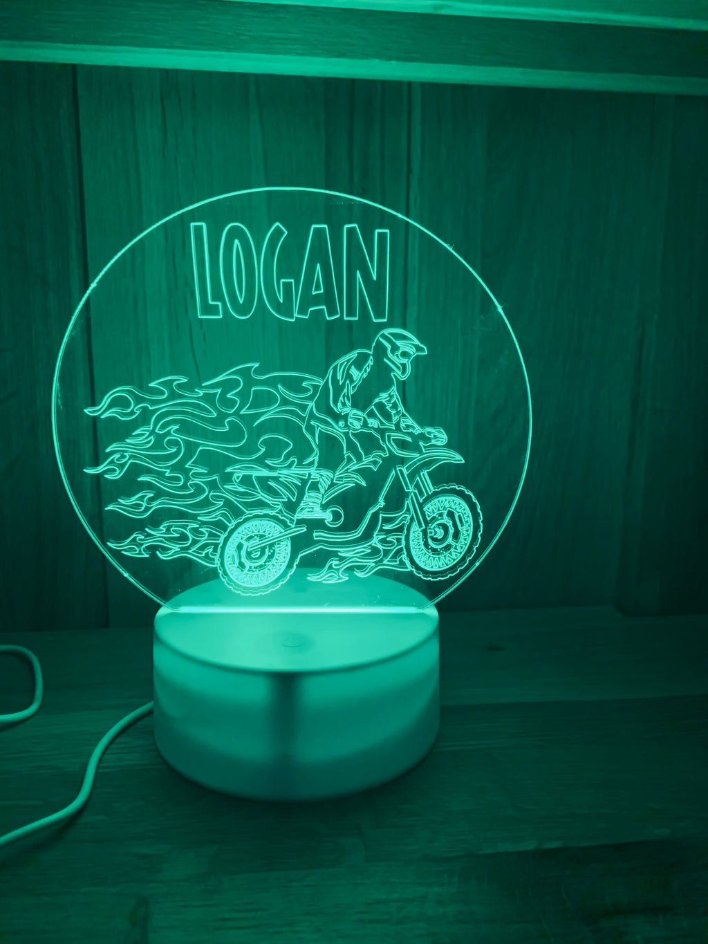 MotorCross Themed LED Night Light - Comes Fully Personalised. Unique Gift Idea