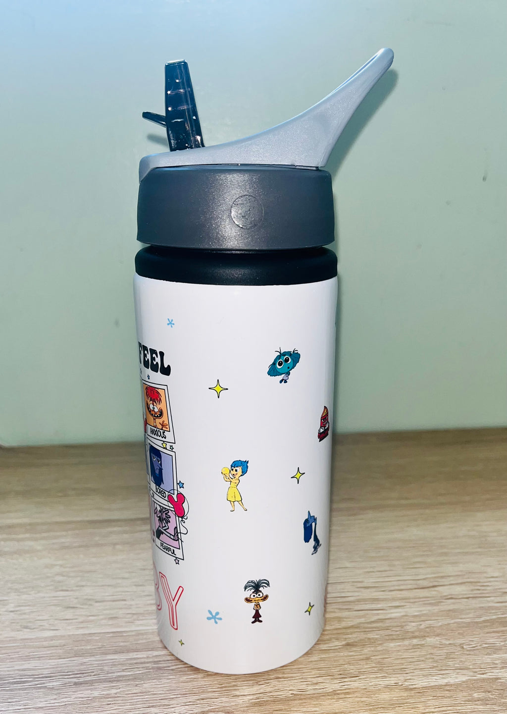 Character/Emotions Themed Personalised 600ml Aluminium Water Bottles - made with your favourite characters! School Water Bottle, Summer Ready.