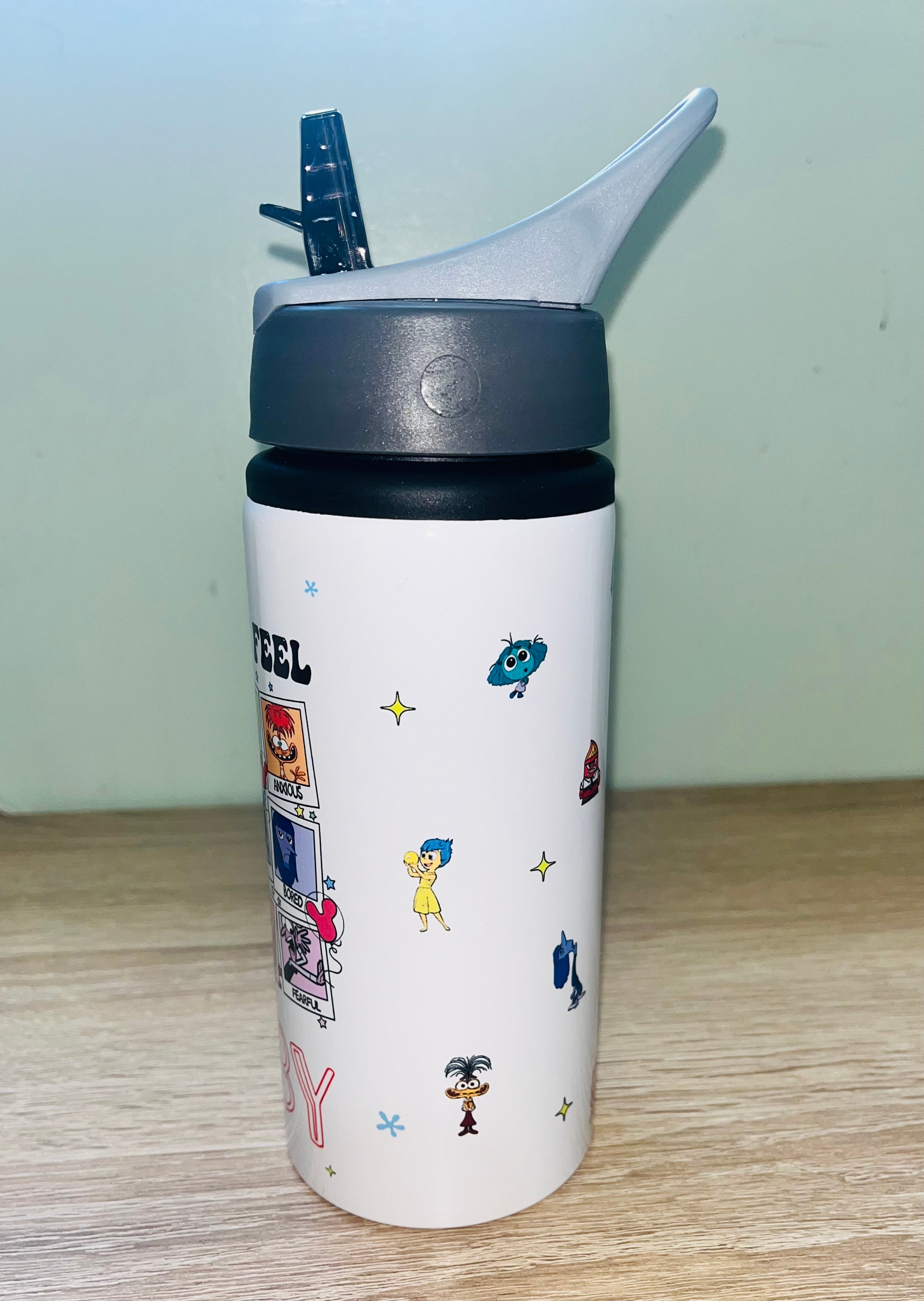 Character/Emotions Themed Personalised 600ml Aluminium Water Bottles - made with your favourite characters! School Water Bottle, Summer Ready.