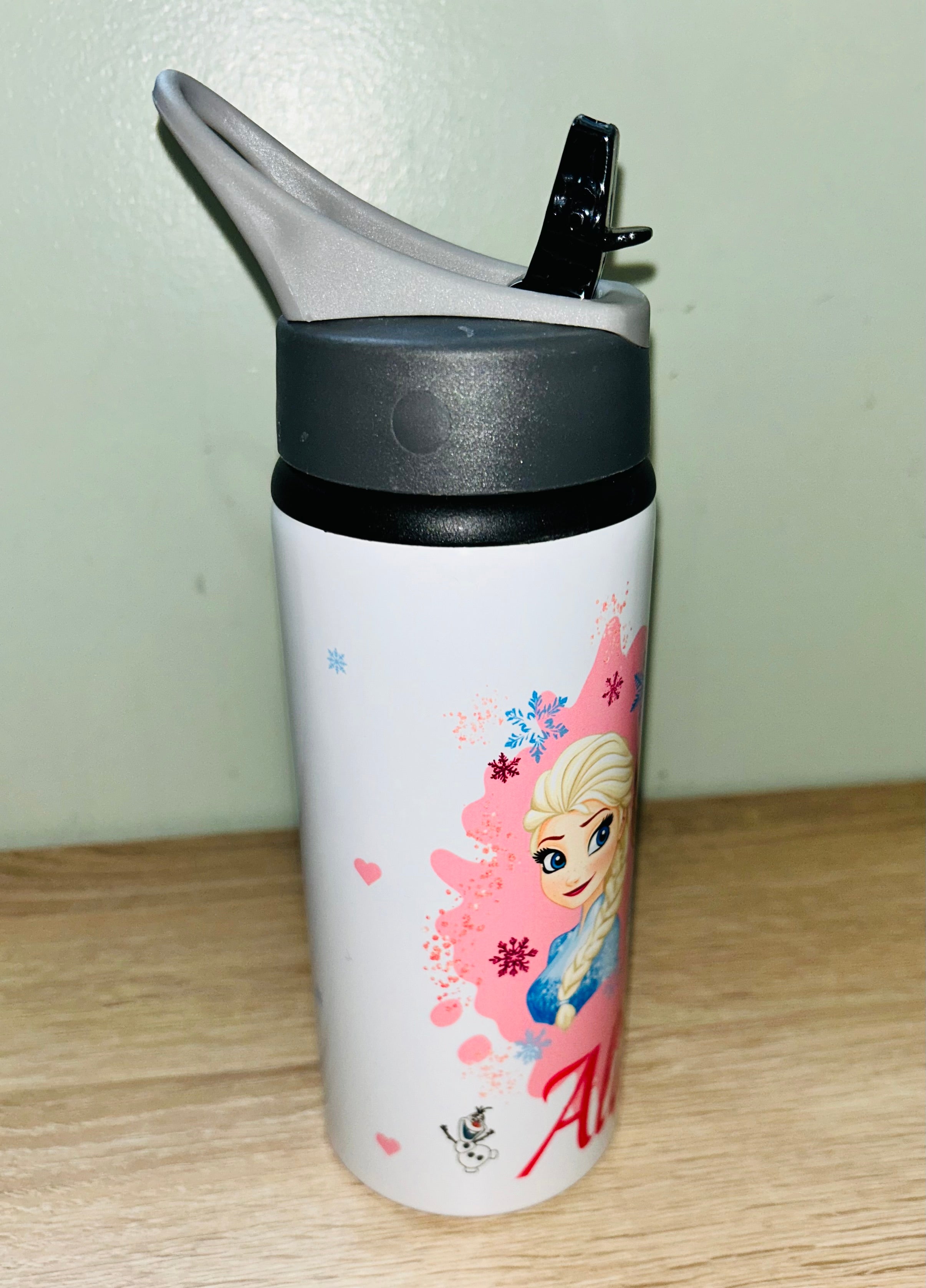 Princess/Frozen Themed Personalised 600ml Aluminium Water Bottles - made with your favourite characters! School Water Bottle, Summer Ready.