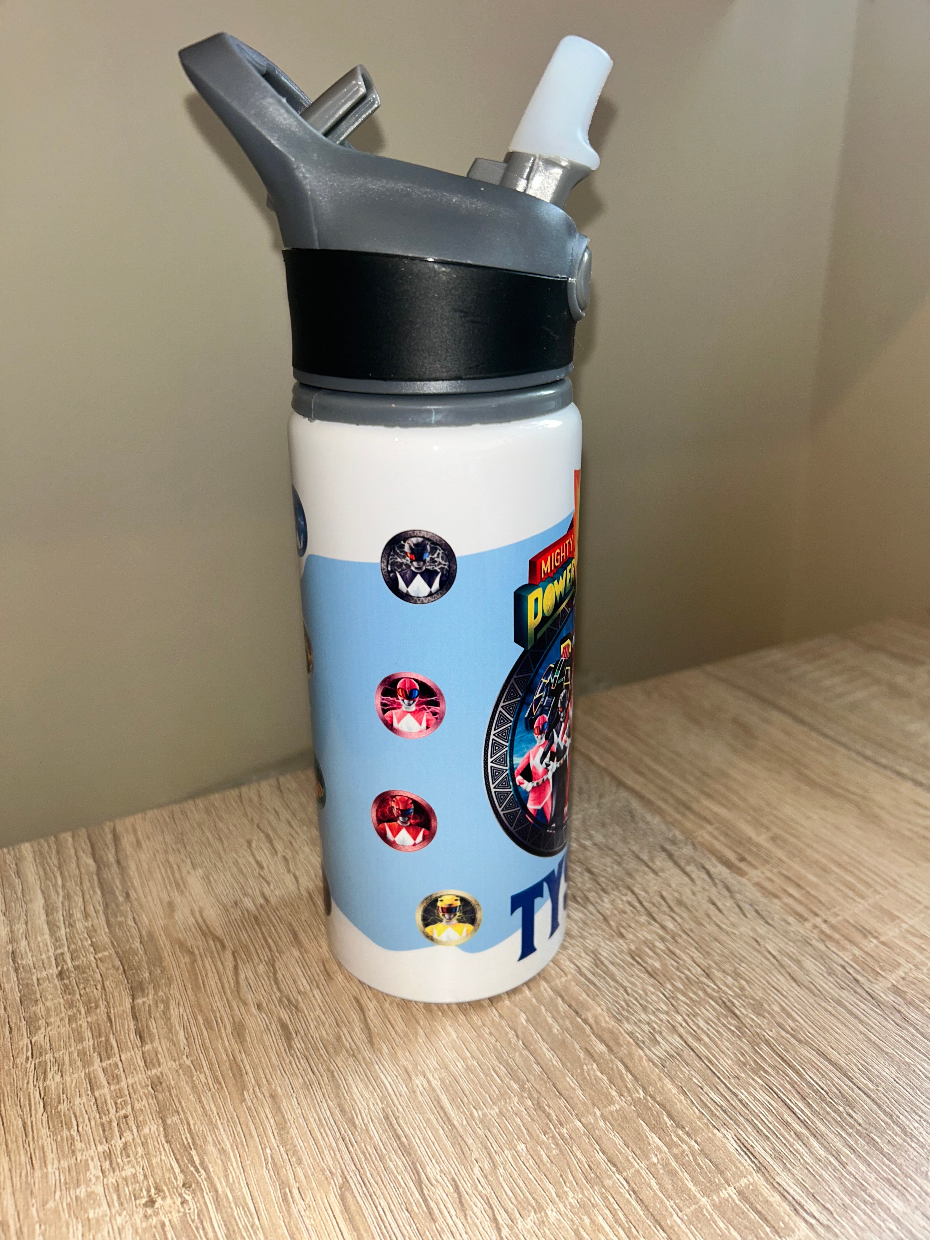 Character/Power Rangers Themed Personalised 600ml Aluminium Water Bottles - made with your favourite characters! School Water Bottle, Summer Ready. (Copy)
