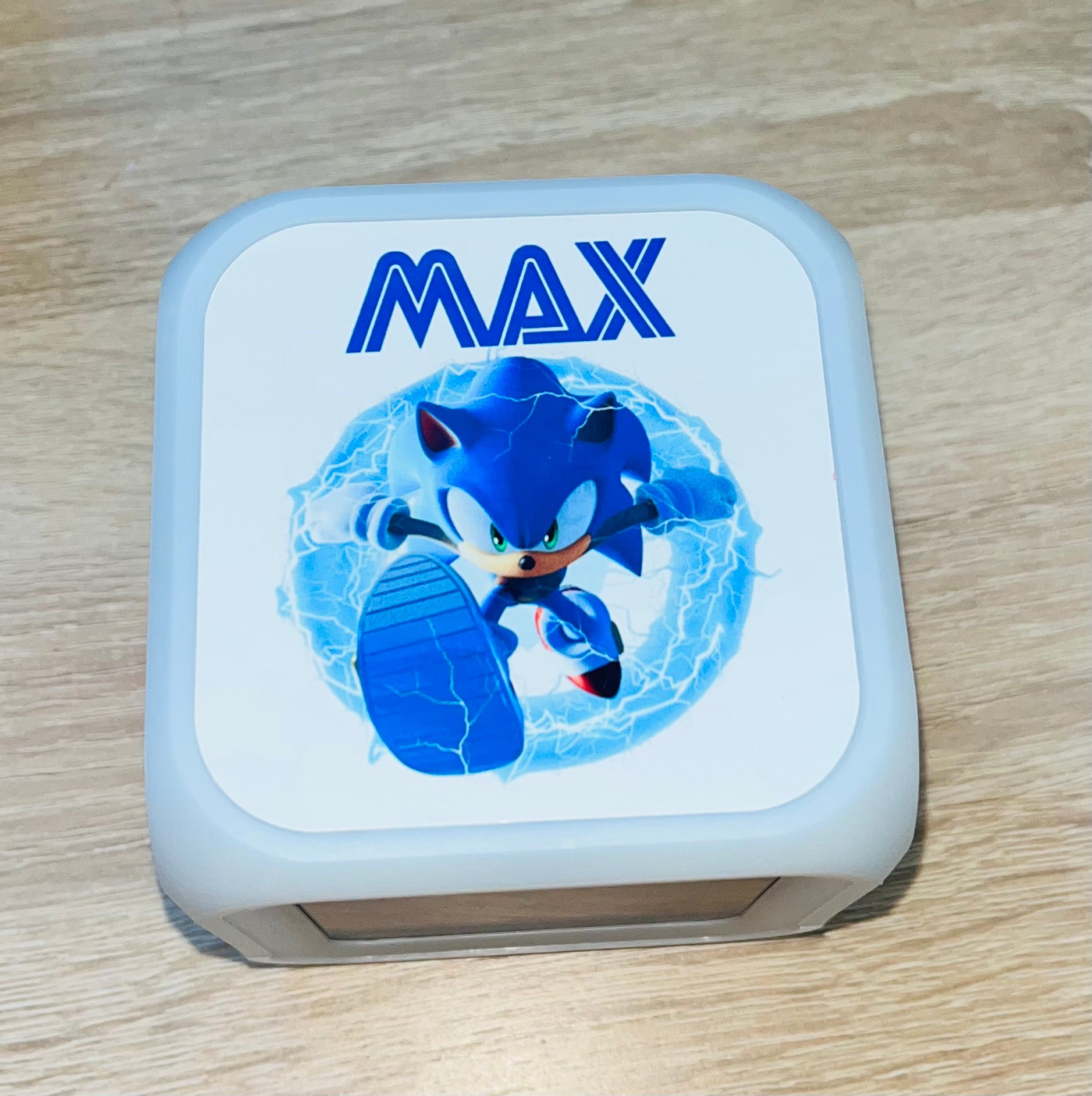 Character/Sonic Design Personalised LED Cube Digital Alarm Clock - Colour Changing/Great Gift Idea