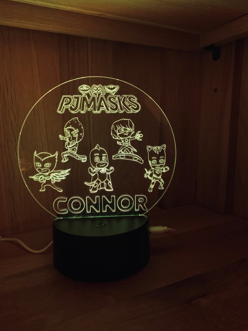 Character/PJ Masks Themed LED Night Light - Comes Fully Personalised. Unique Gift Idea
