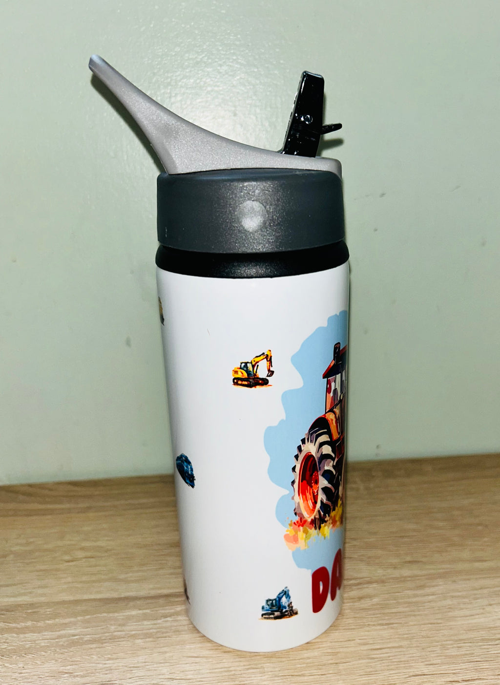Tractor Themed Personalised 600ml Aluminium Water Bottles - made with your favourite characters! School Water Bottle, Summer Ready.