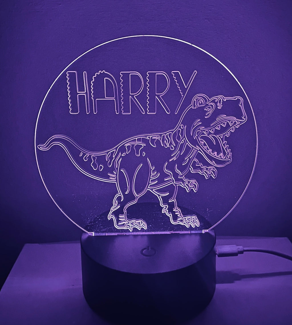 Dinosaur Themed LED Night Light - Comes Fully Personalised. Unique Gift Idea