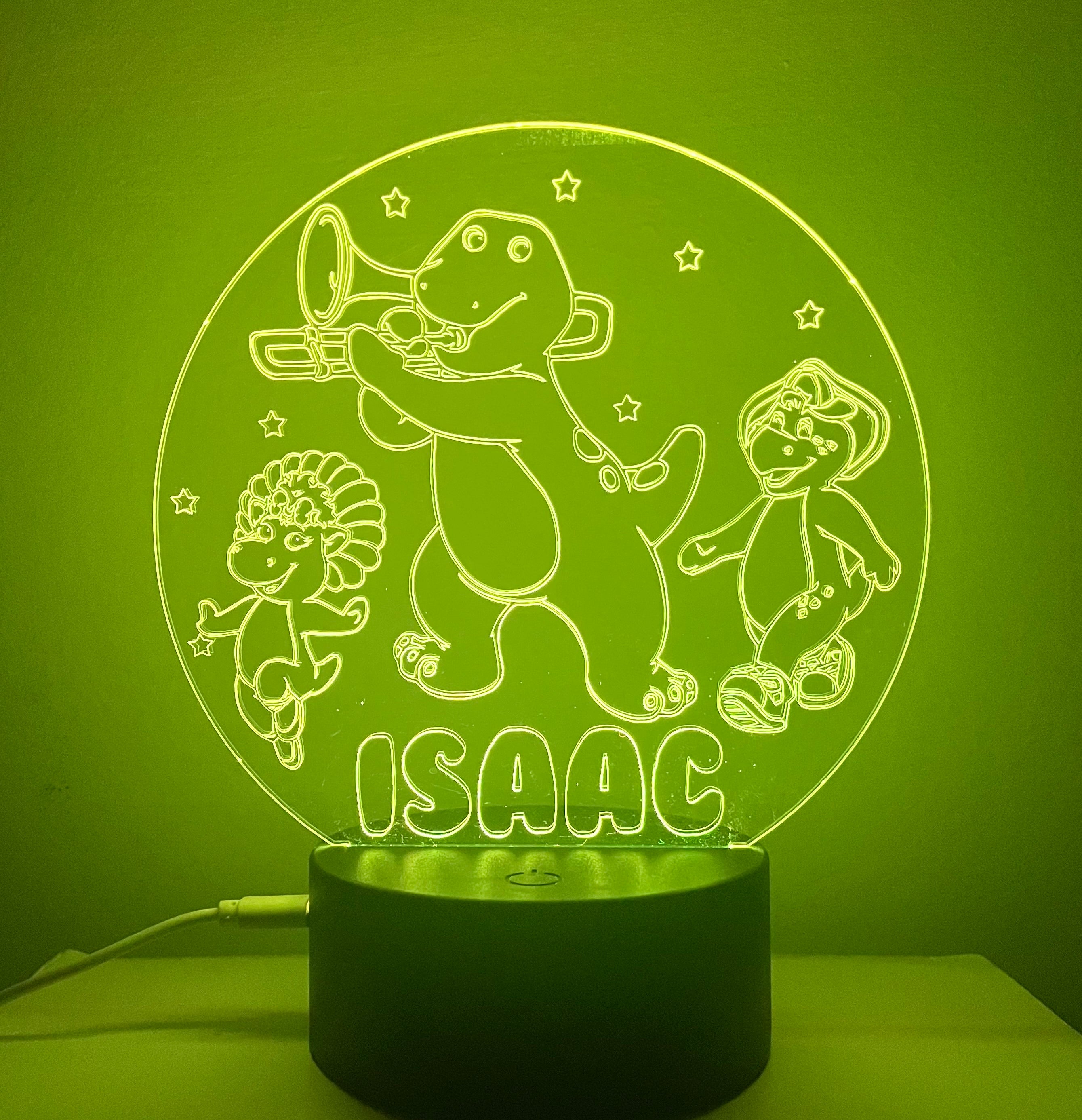 Character/Barney Themed LED Night Light - Comes Fully Personalised. Unique Gift Idea
