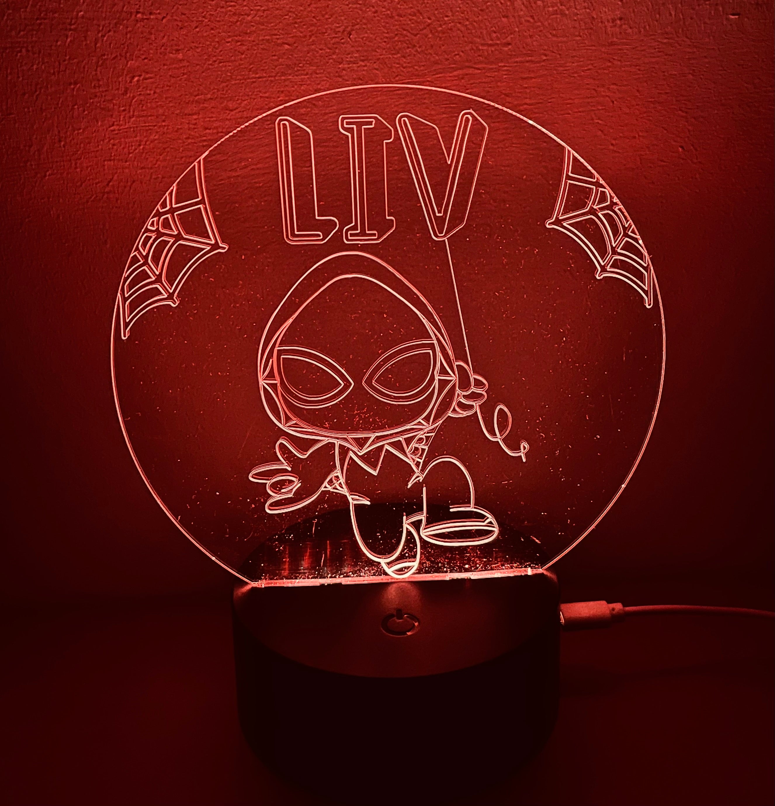 Ghost Spidey Themed LED Night Light - Comes Fully Personalised. Unique Gift Idea