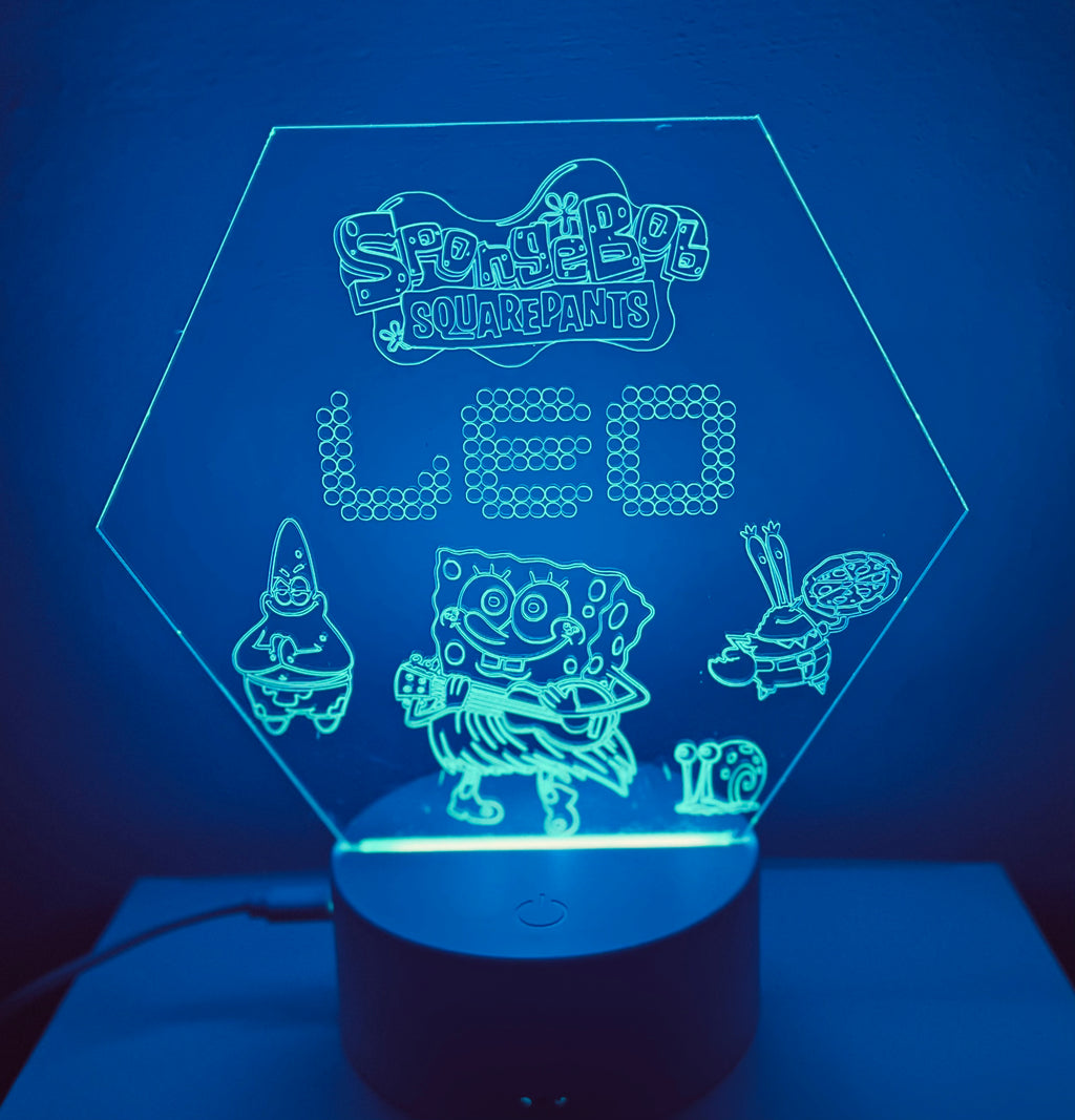 Character/Spongebob Themed LED Night Light - Comes Fully Personalised. Unique Gift Idea