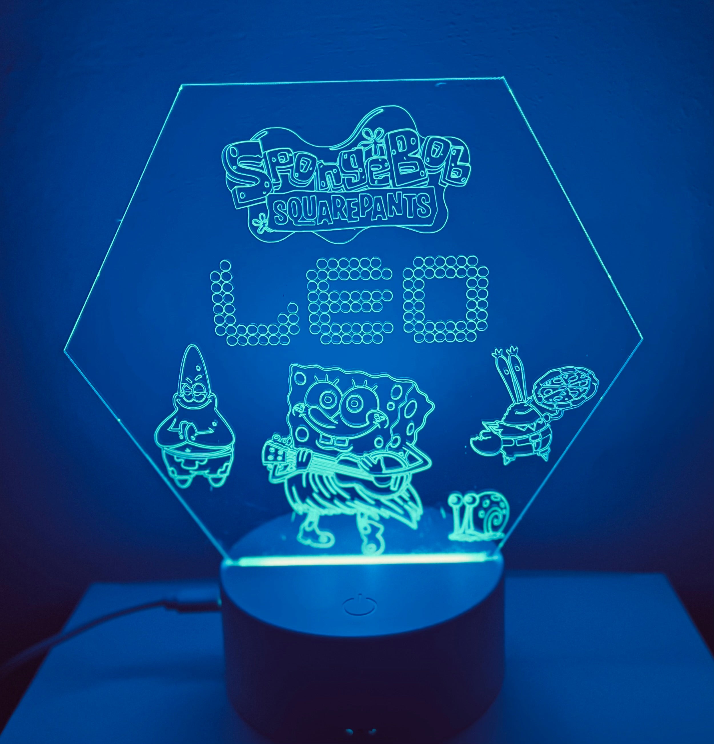 Character/Spongebob Themed LED Night Light - Comes Fully Personalised. Unique Gift Idea