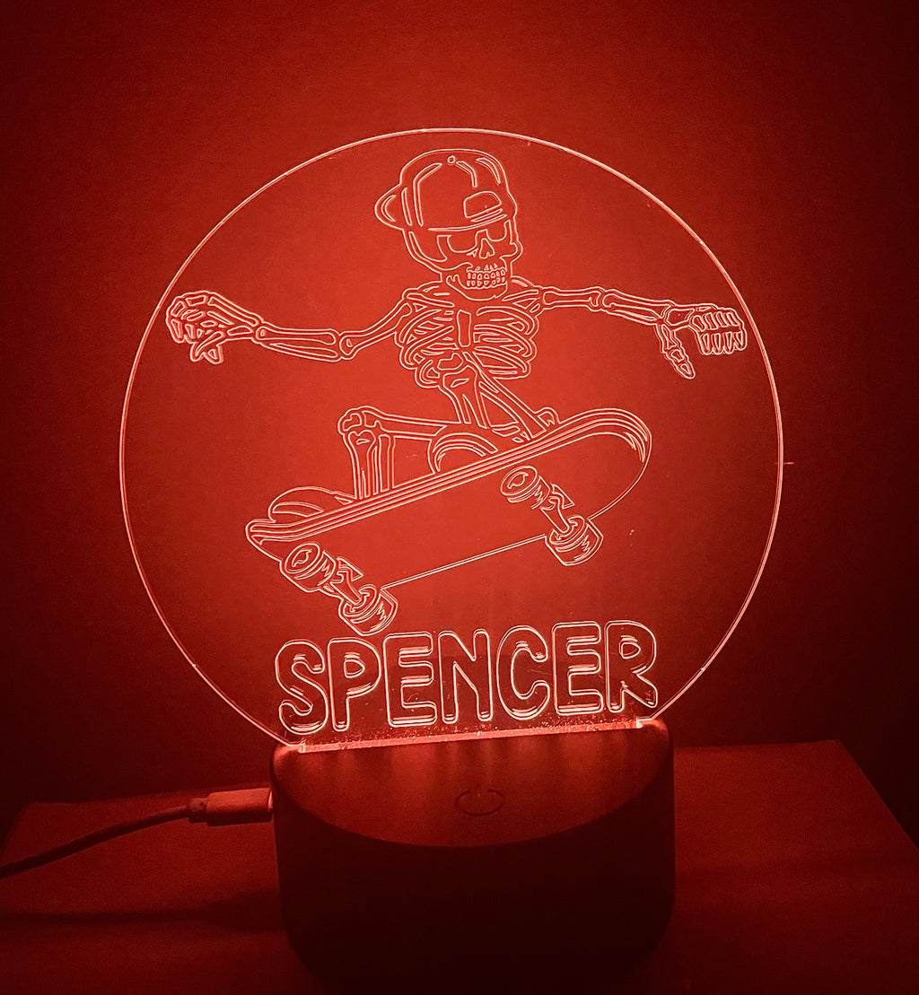 Skeleton Themed LED Night Light - Comes Fully Personalised. Unique Gift Idea