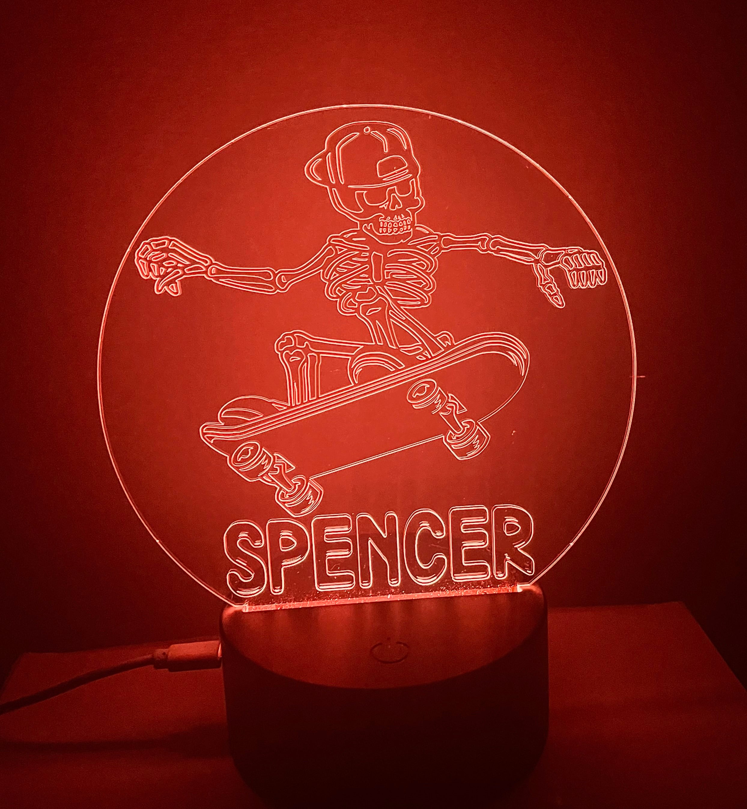 Skeleton Themed LED Night Light - Comes Fully Personalised. Unique Gift Idea