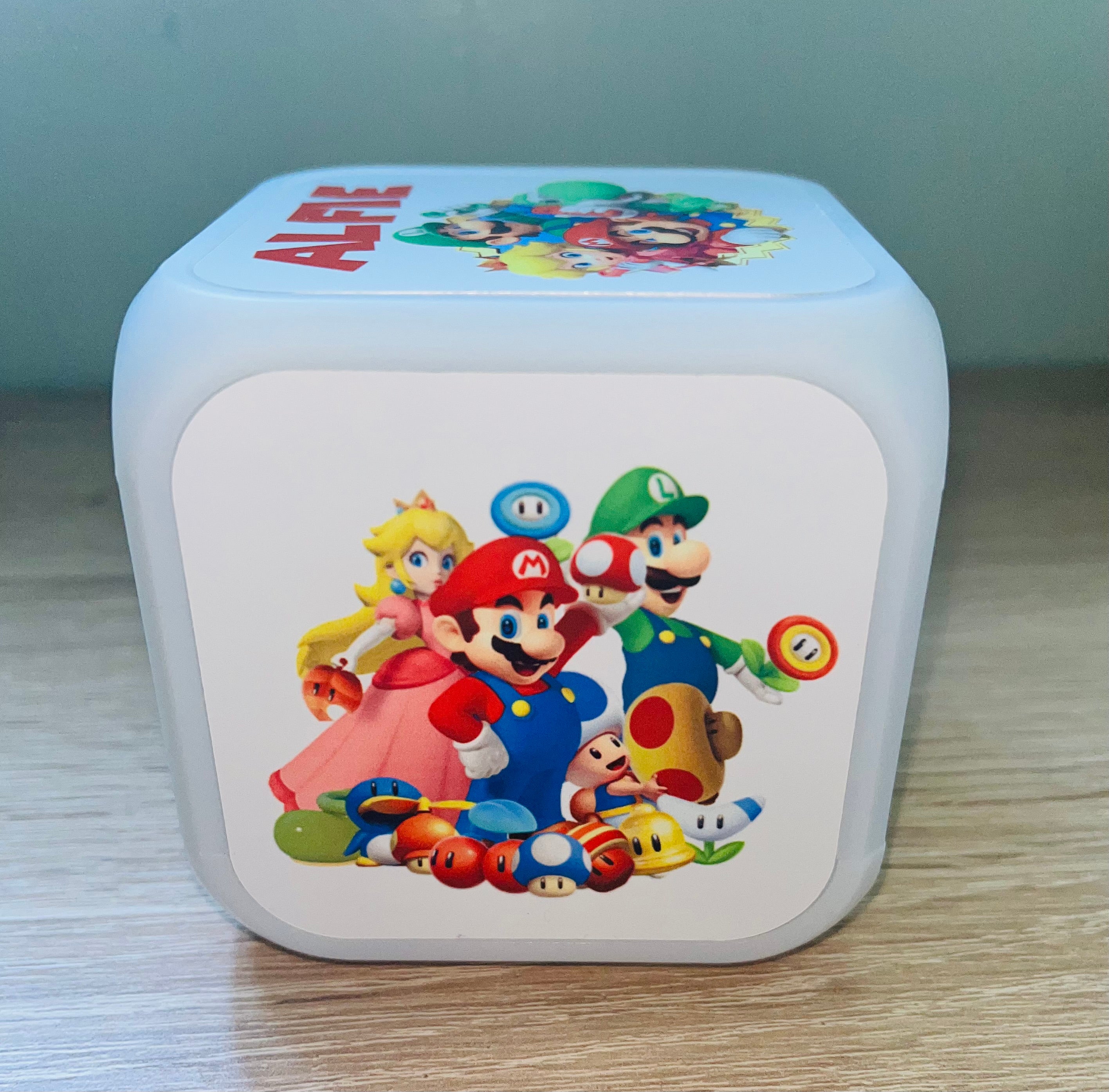 Character/Super Mario Design Personalised LED Cube Digital Alarm Clock - Colour Changing/Great Gift Idea