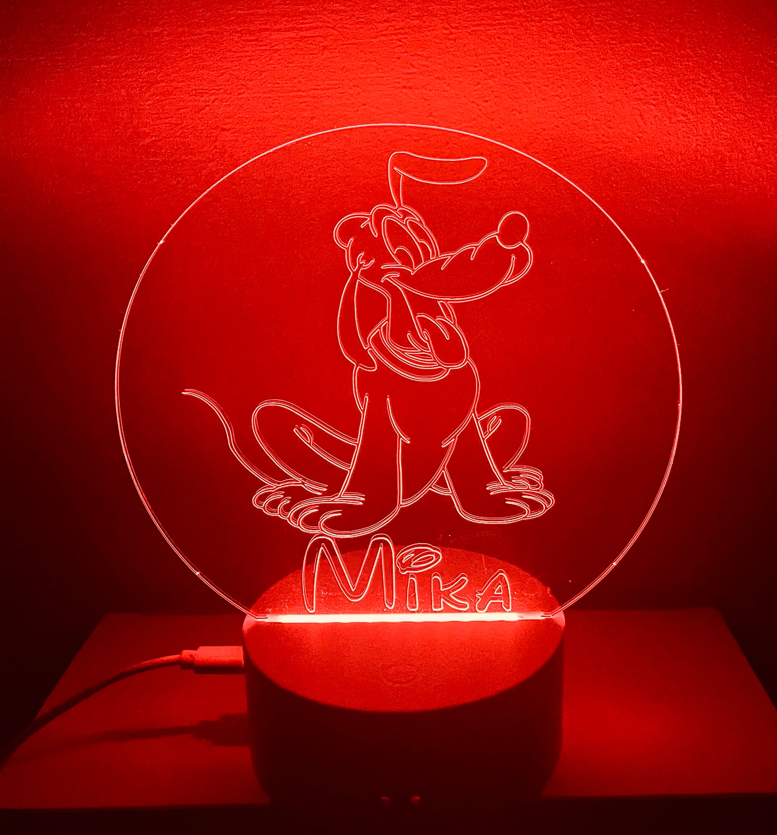 Pluto Dog Themed LED Night Light - Comes Fully Personalised. Unique Gift Idea
