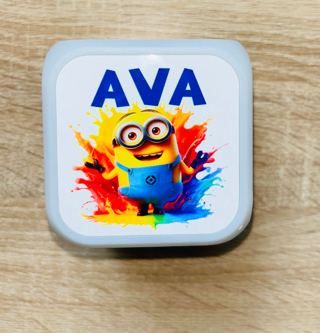 Character/Minions Design Personalised LED Cube Digital Alarm Clock - Colour Changing/Great Gift Idea