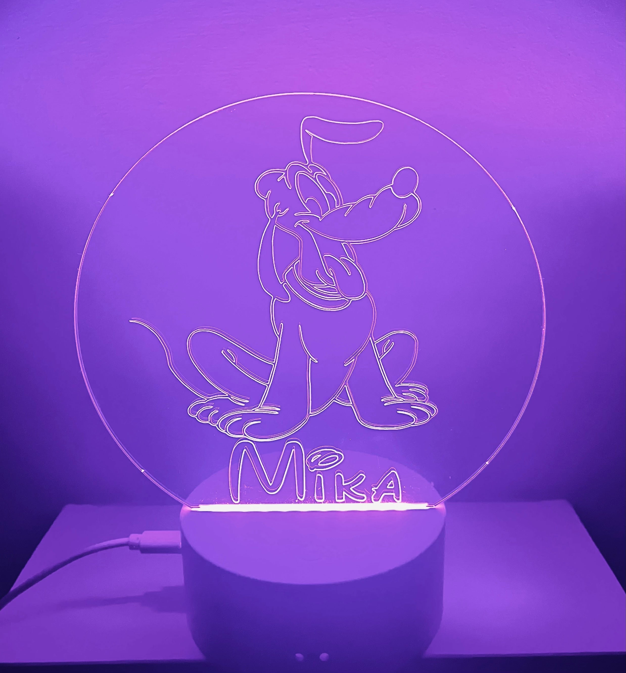Pluto Dog Themed LED Night Light - Comes Fully Personalised. Unique Gift Idea