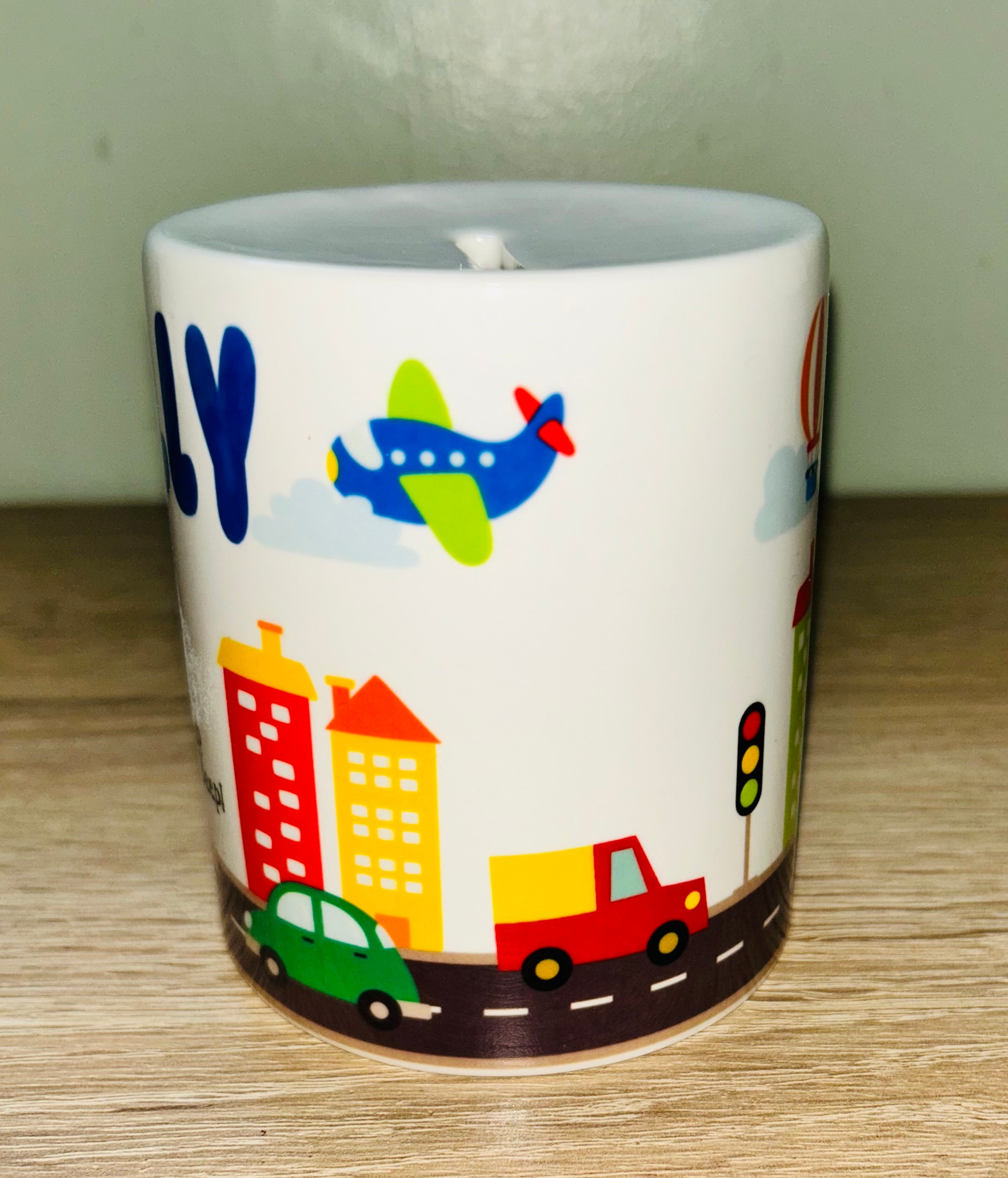 Transport Design Personalised Money Box, Piggy Bank, Birthday Gift, Baby gift, keepsake, Saving, bedroom/nursery decor, Ceramic
