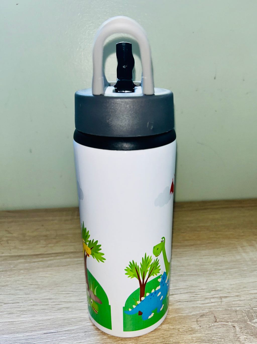 Dinosaur Themed Personalised 600ml Aluminium Water Bottles - made with your favourite characters! School Water Bottle, Summer Ready.