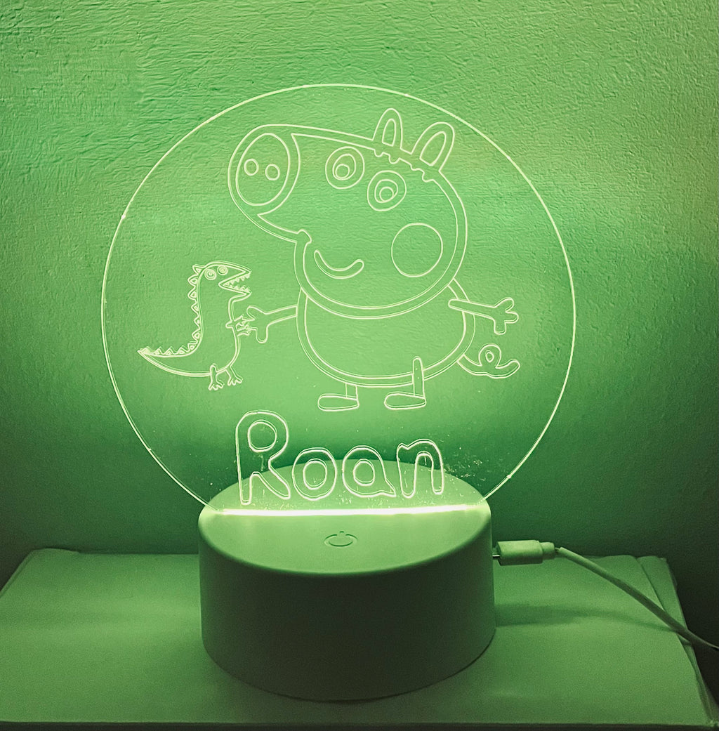 Character/George Pig Themed LED Night Light - Comes Fully Personalised. Unique Gift Idea