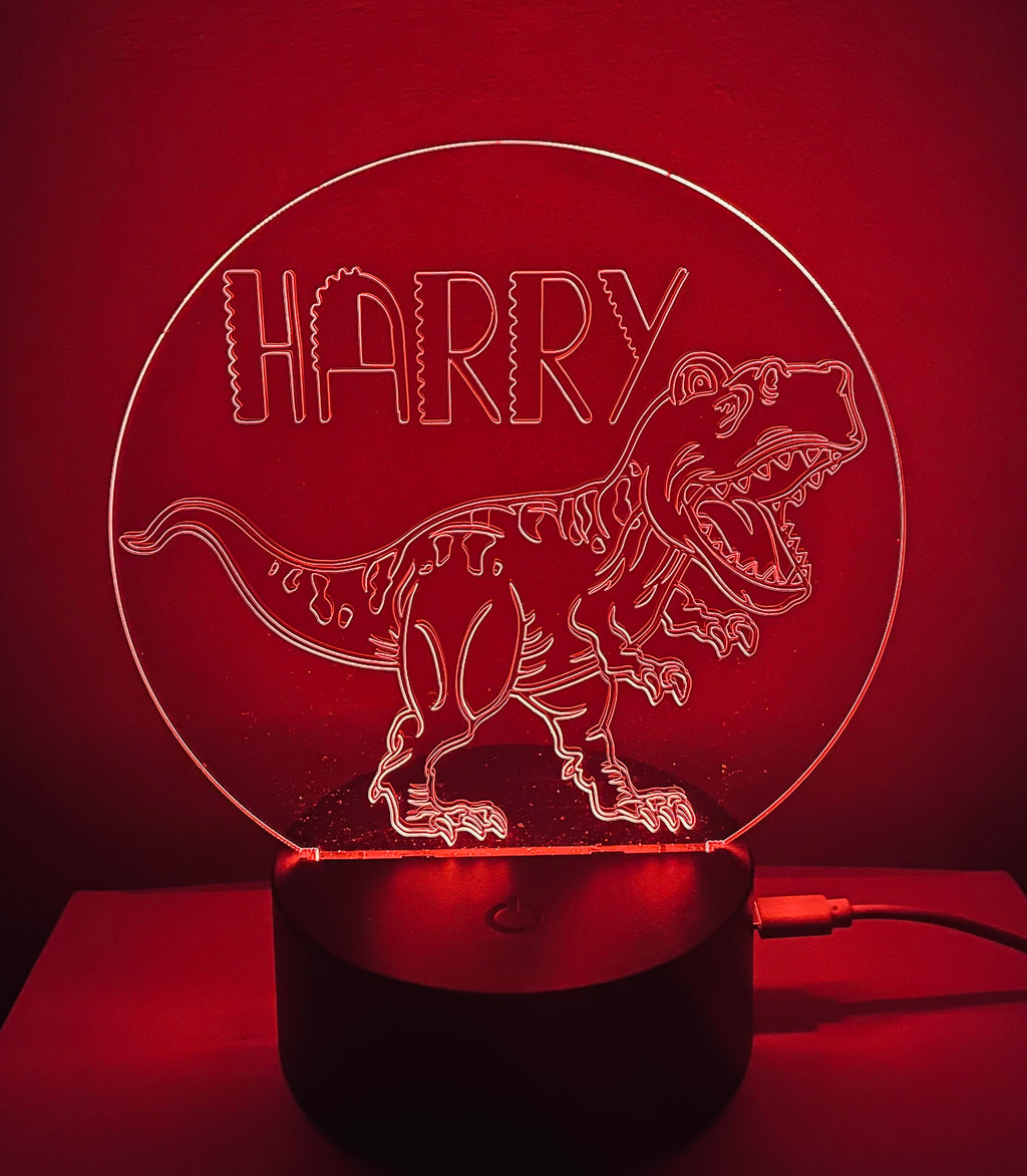 Dinosaur Themed LED Night Light - Comes Fully Personalised. Unique Gift Idea