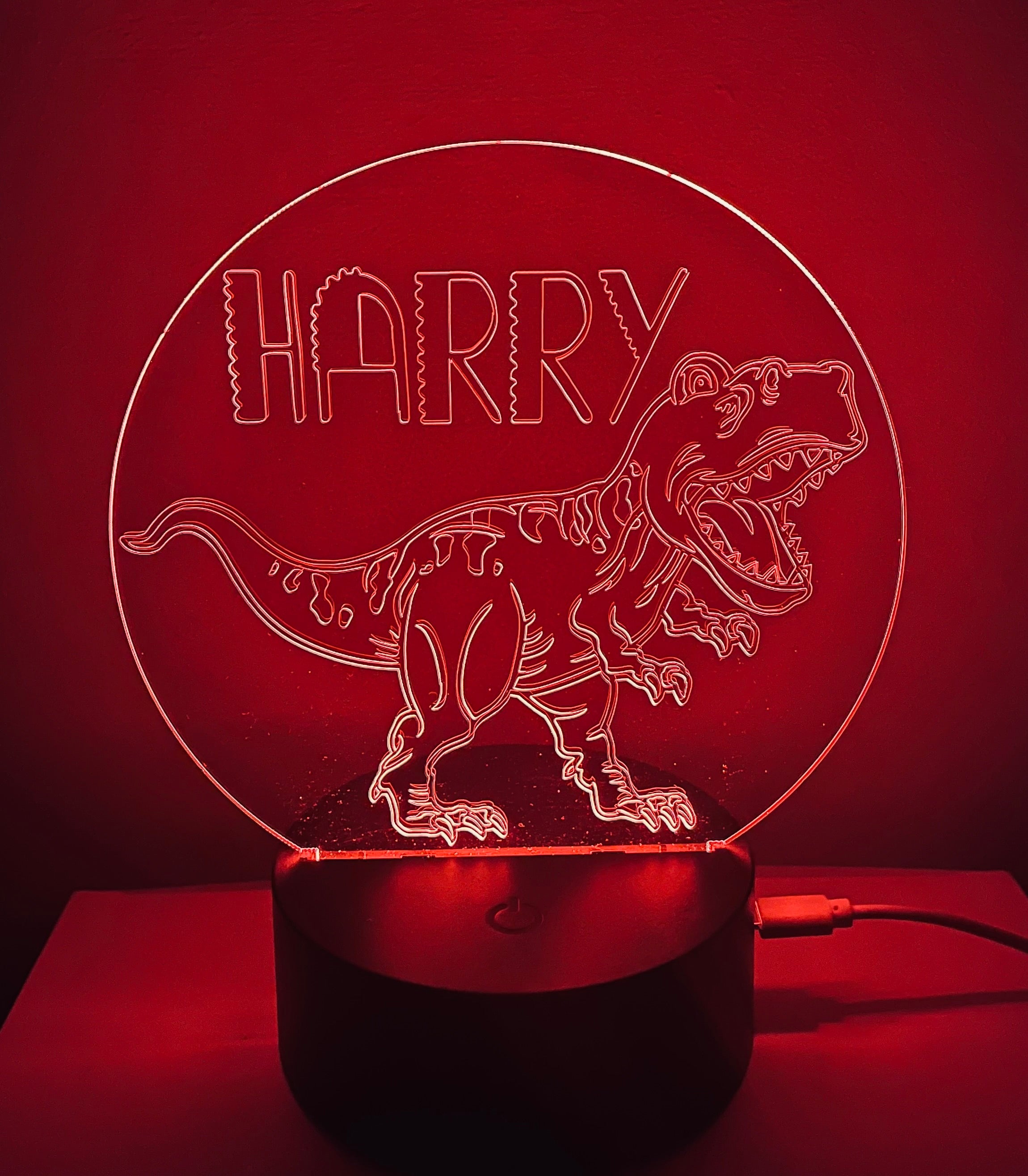 Dinosaur Themed LED Night Light - Comes Fully Personalised. Unique Gift Idea