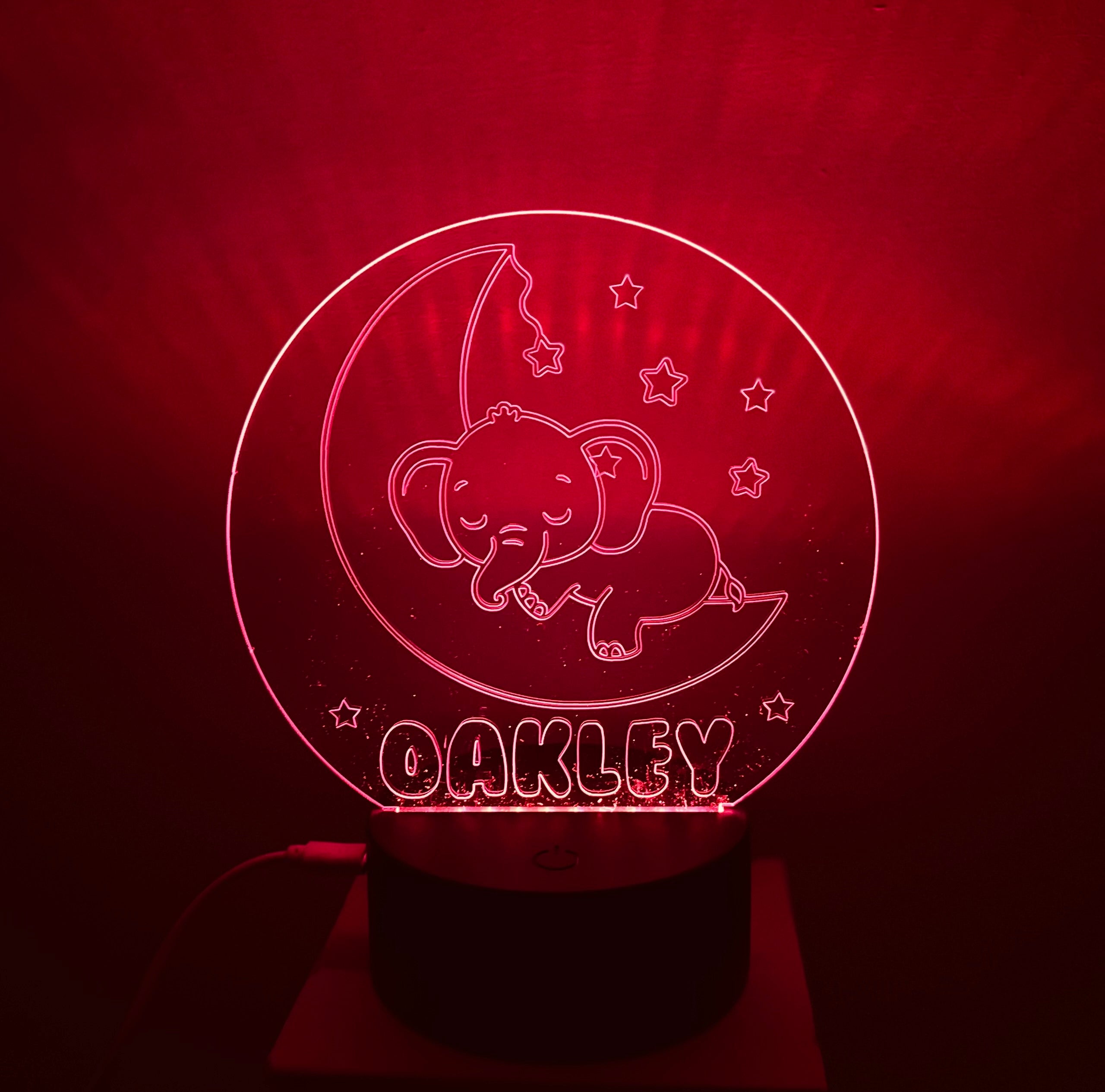 Cute Elephant Themed LED Night Light - Comes Fully Personalised. Unique Gift Idea