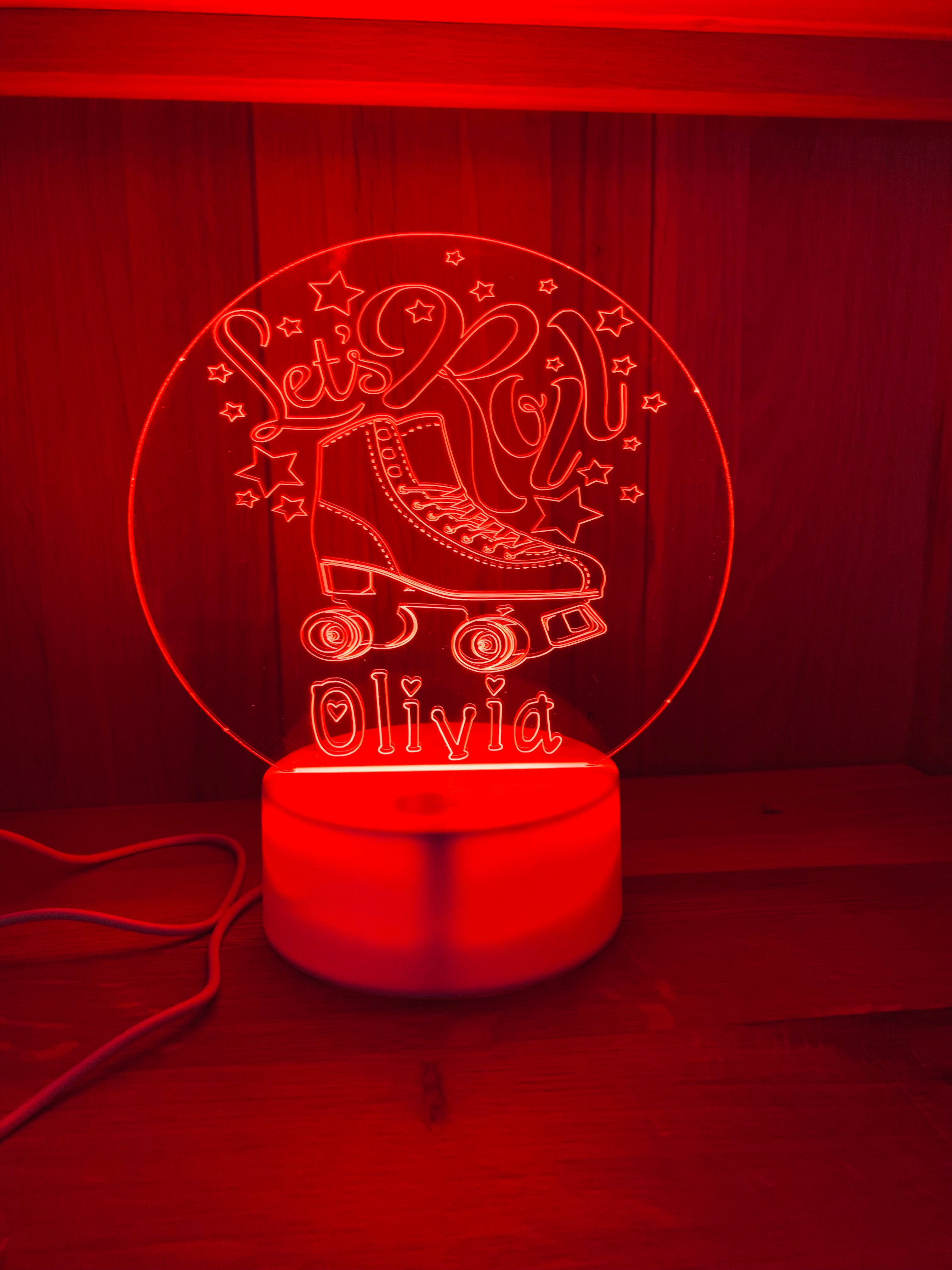 Roller Skating Themed LED Night Light - Comes Fully Personalised. Unique Gift Idea