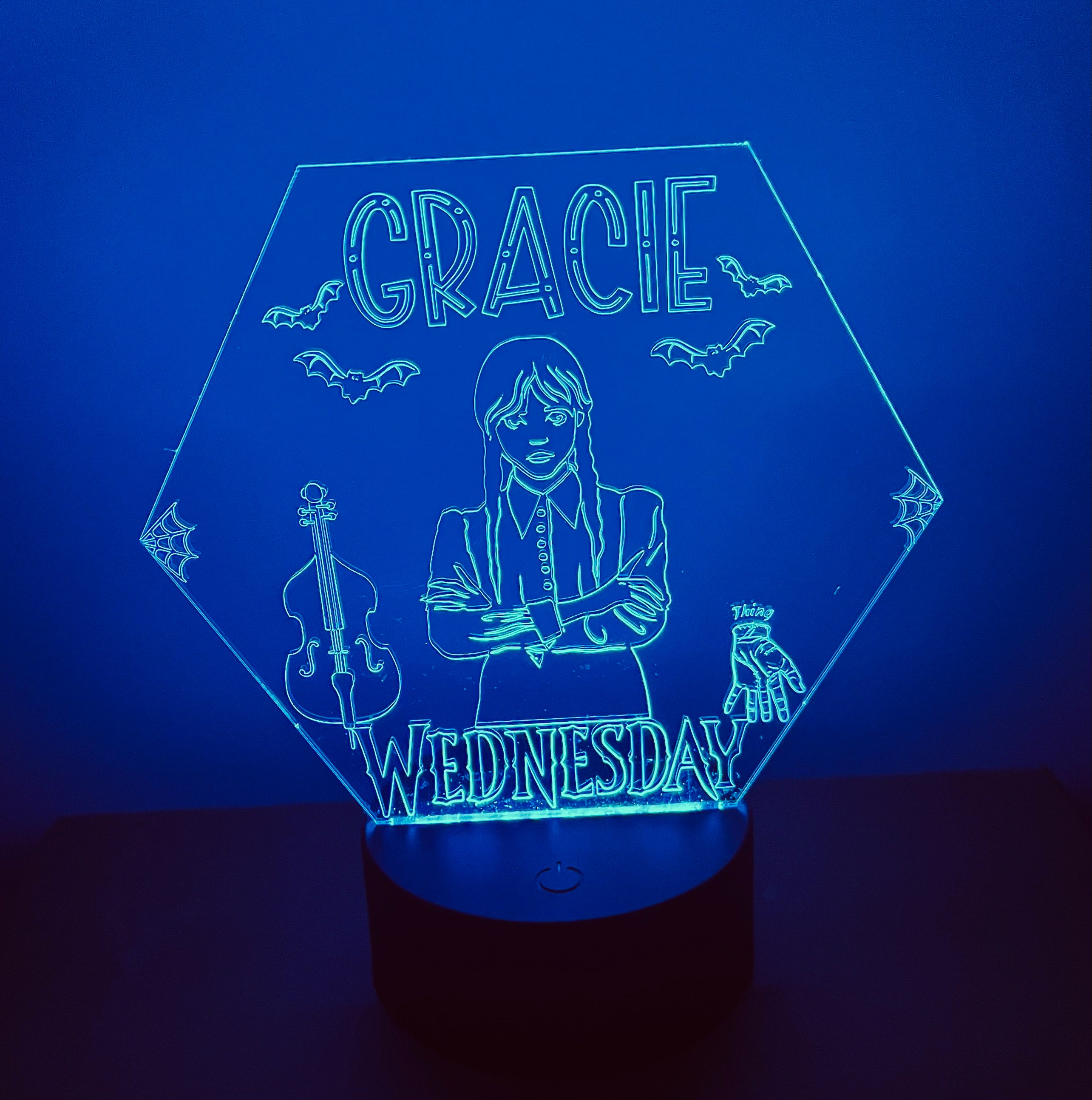 Wednesday Themed LED Night Light - Comes Fully Personalised. Unique Gift Idea