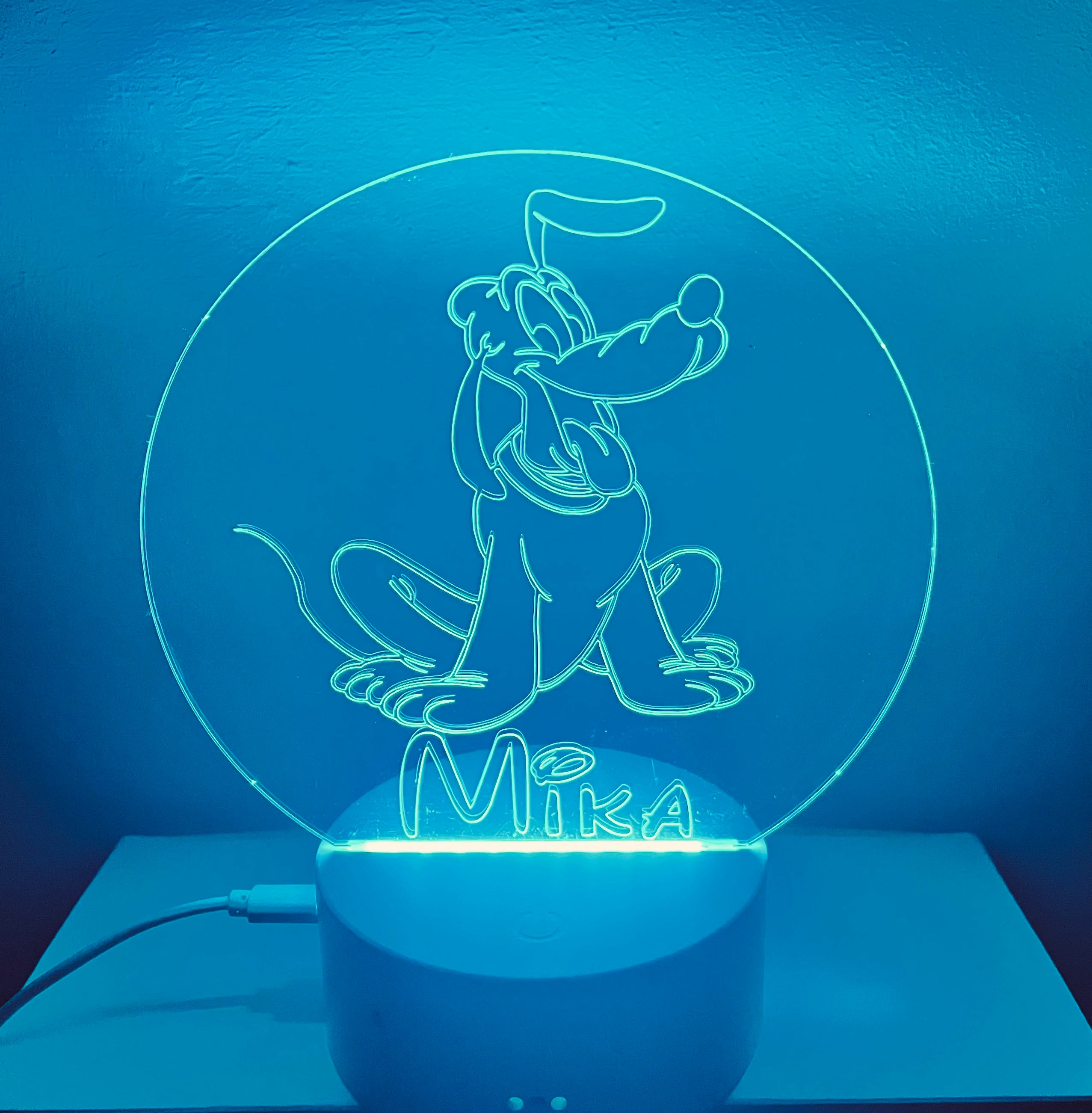 Pluto Dog Themed LED Night Light - Comes Fully Personalised. Unique Gift Idea