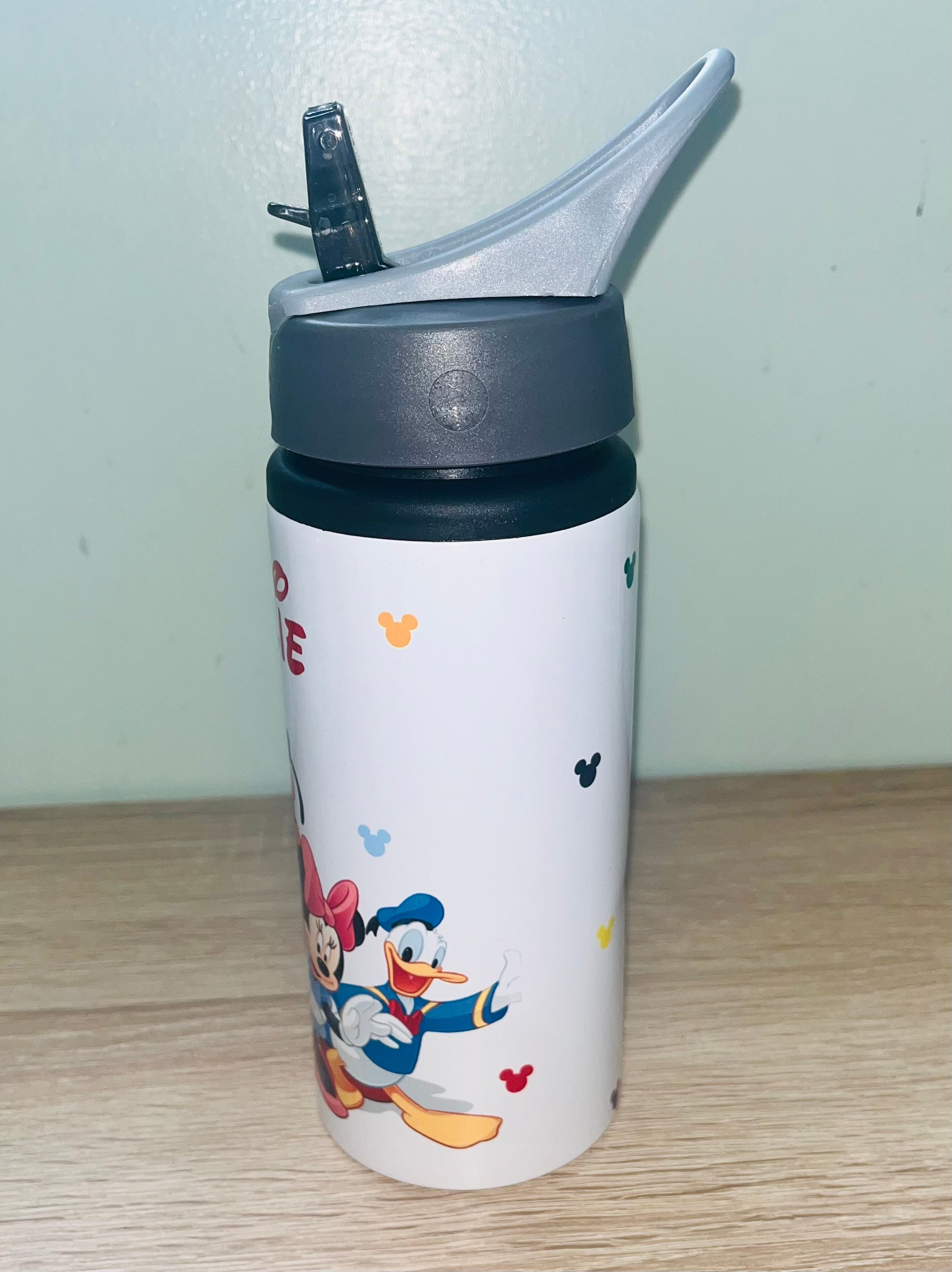 Character/Mickey Mouse Themed Personalised 600ml Aluminium Water Bottles - made with your favourite characters! School Water Bottle, Summer Ready.