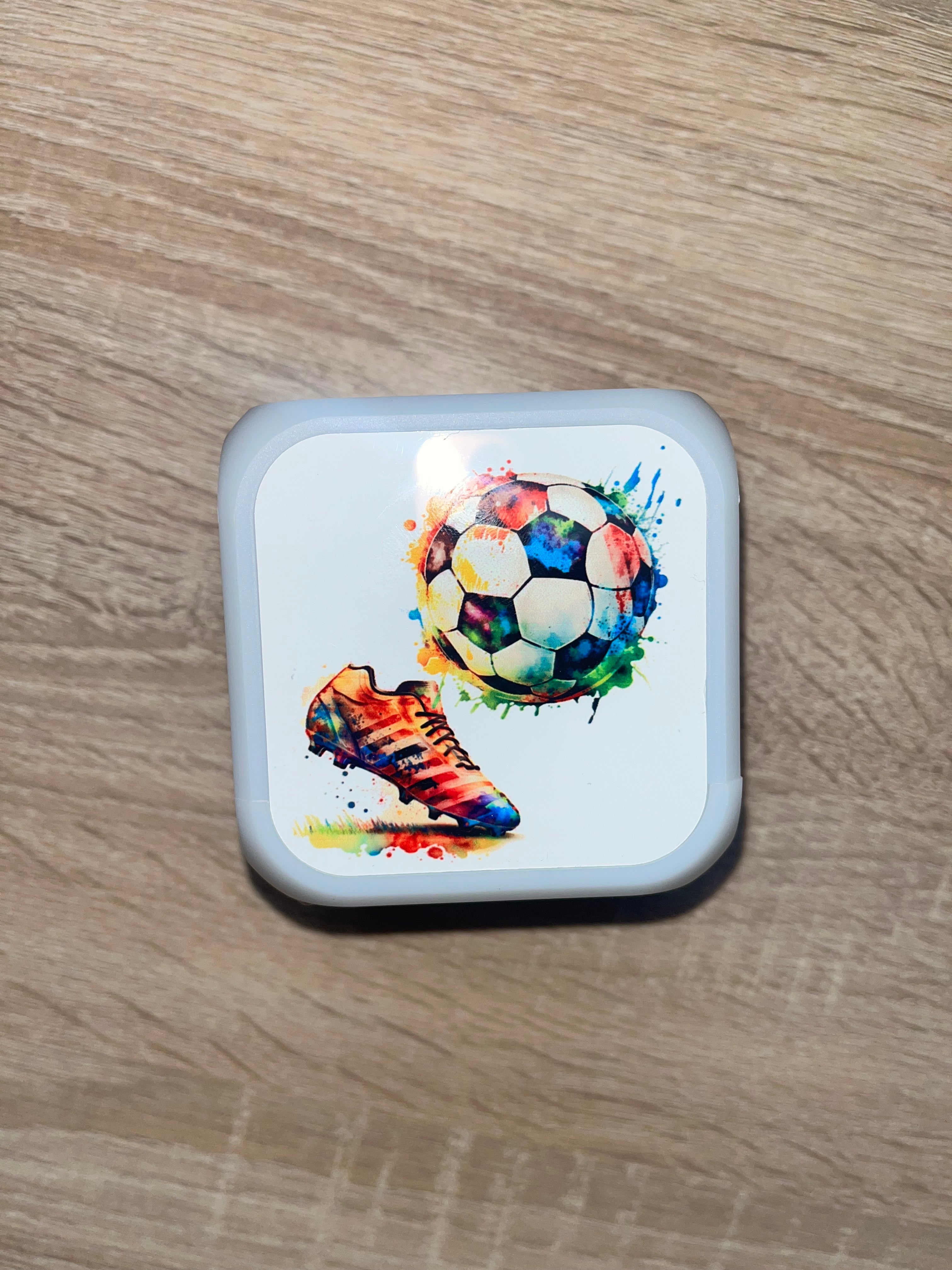 Football Design Personalised LED Cube Digital Alarm Clock - Colour Changing/Great Gift Idea