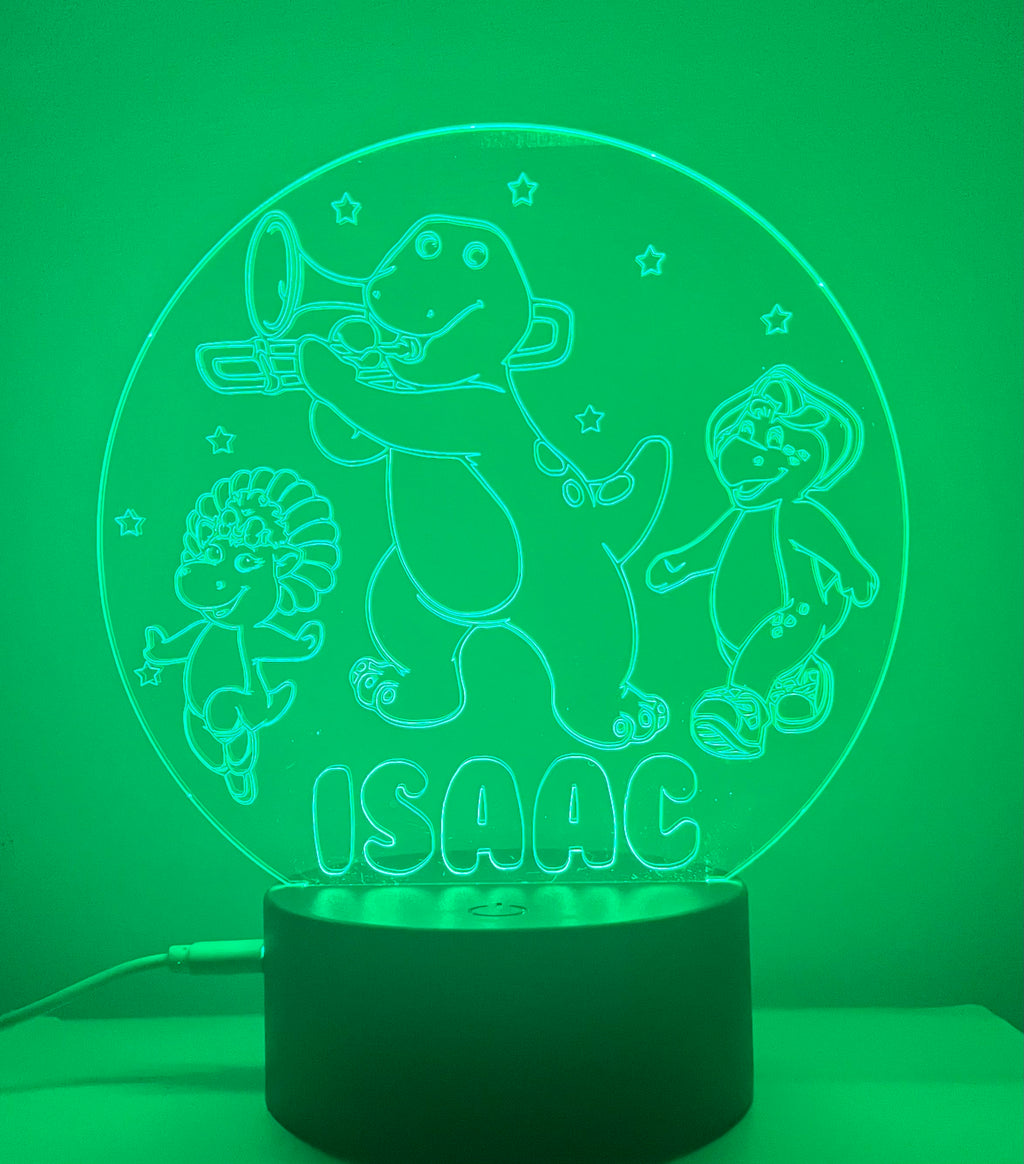 Character/Barney Themed LED Night Light - Comes Fully Personalised. Unique Gift Idea