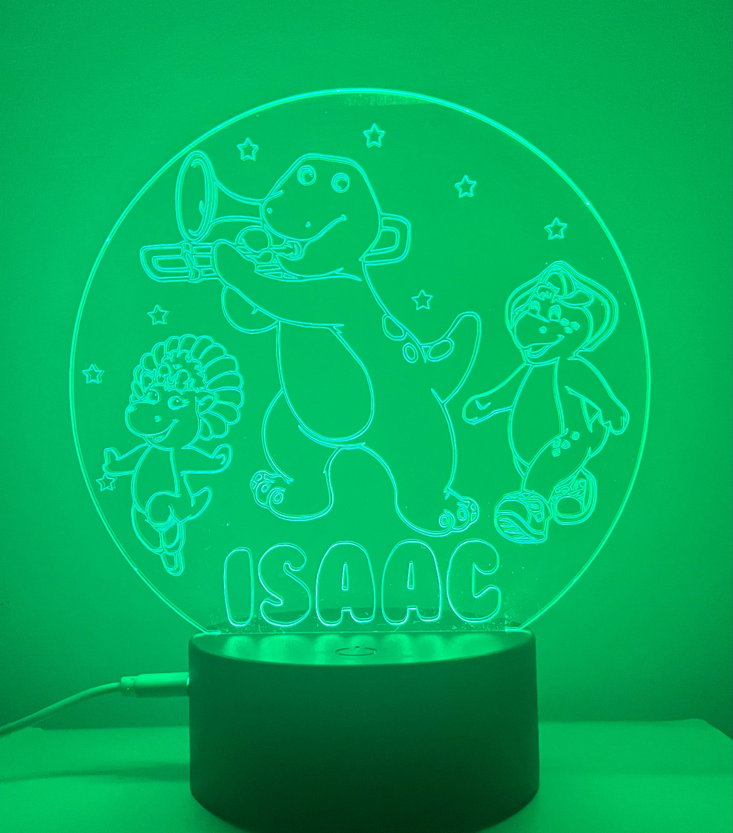 Character/Barney Themed LED Night Light - Comes Fully Personalised. Unique Gift Idea
