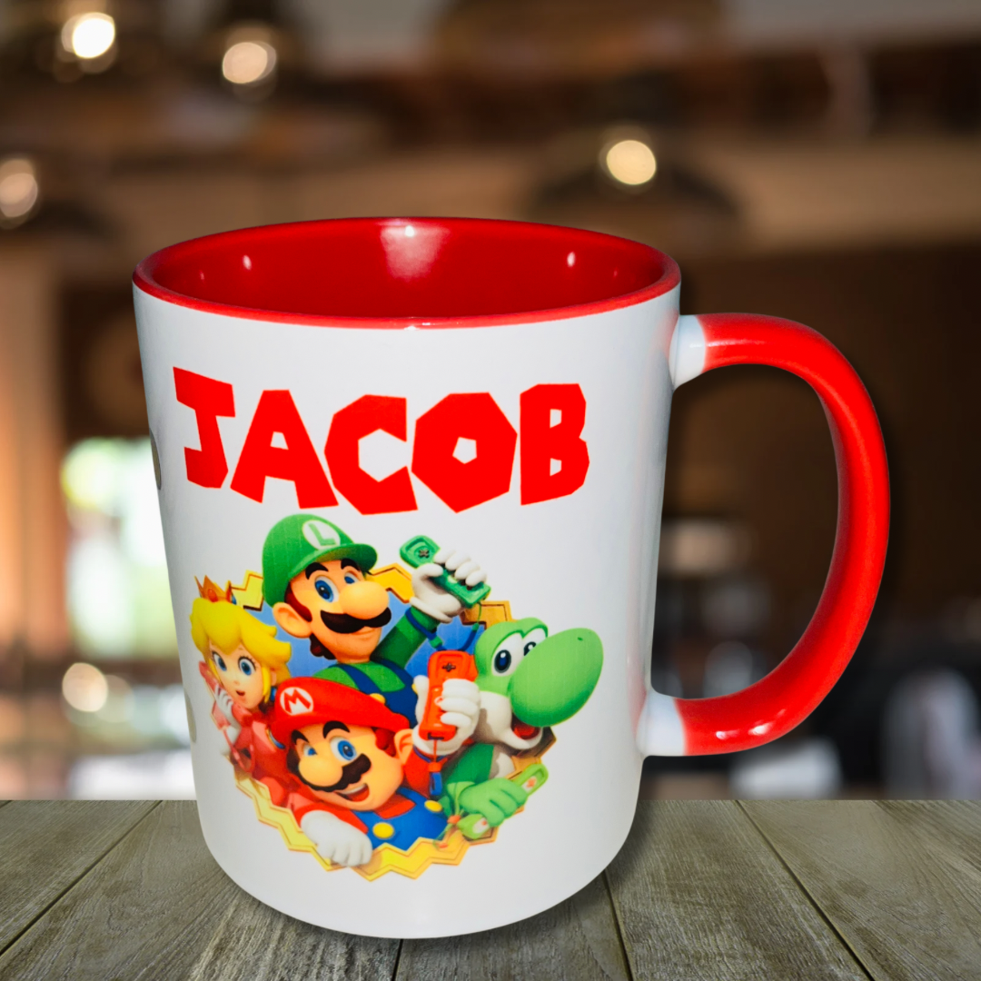 Character/Super Mario Themed Design Personalised Mug, Custom Mug, Customised Coffee Cup, Gift for Friend, Bridesmaid Gift, Tea Lover Gift, Birthday Gift