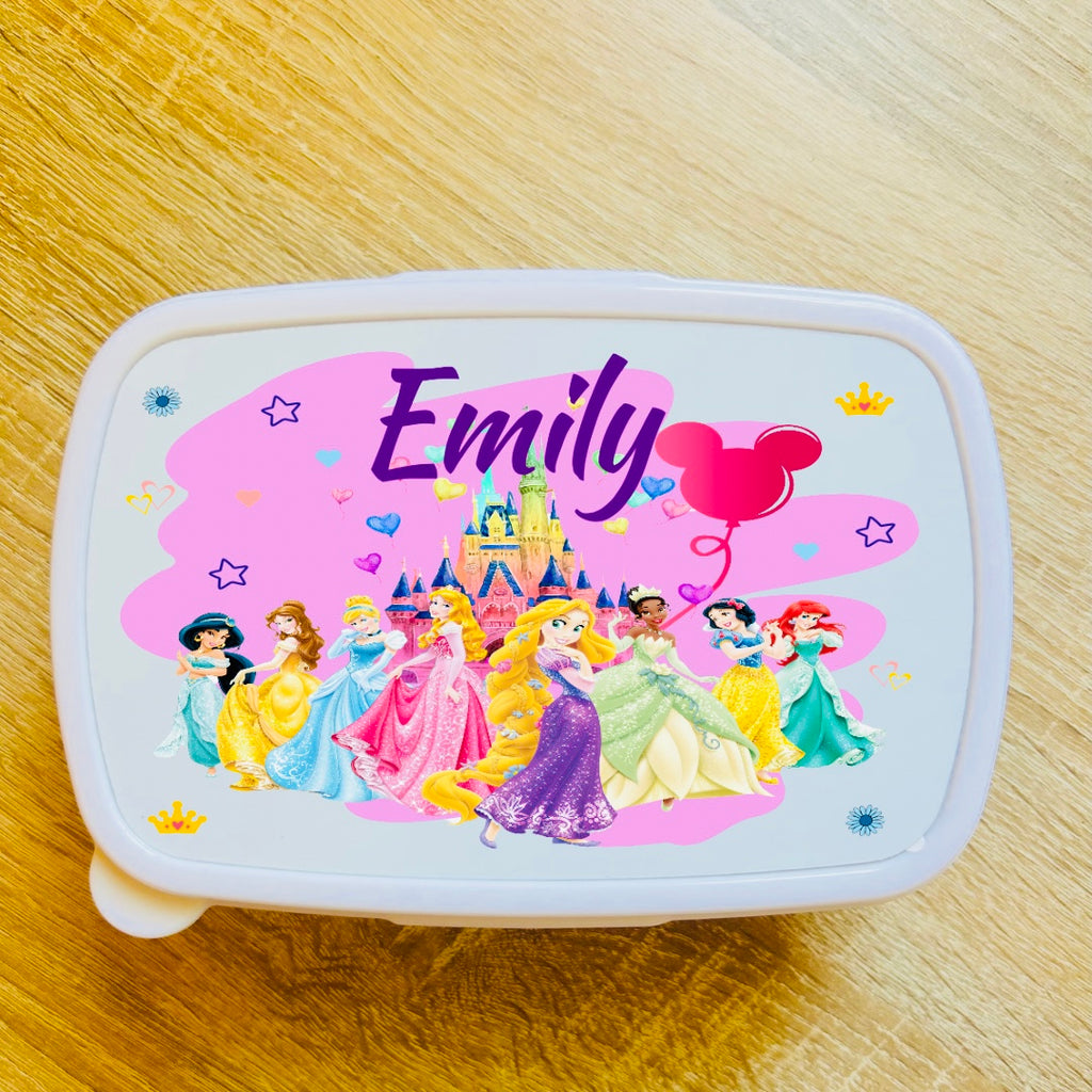 Princess/Frozen Personalised Snack/Lunch Box - Kids Snack Box - Girls Lunch Box - Snack Tub - Boys Lunch Box School Lunch Bag, Back to School