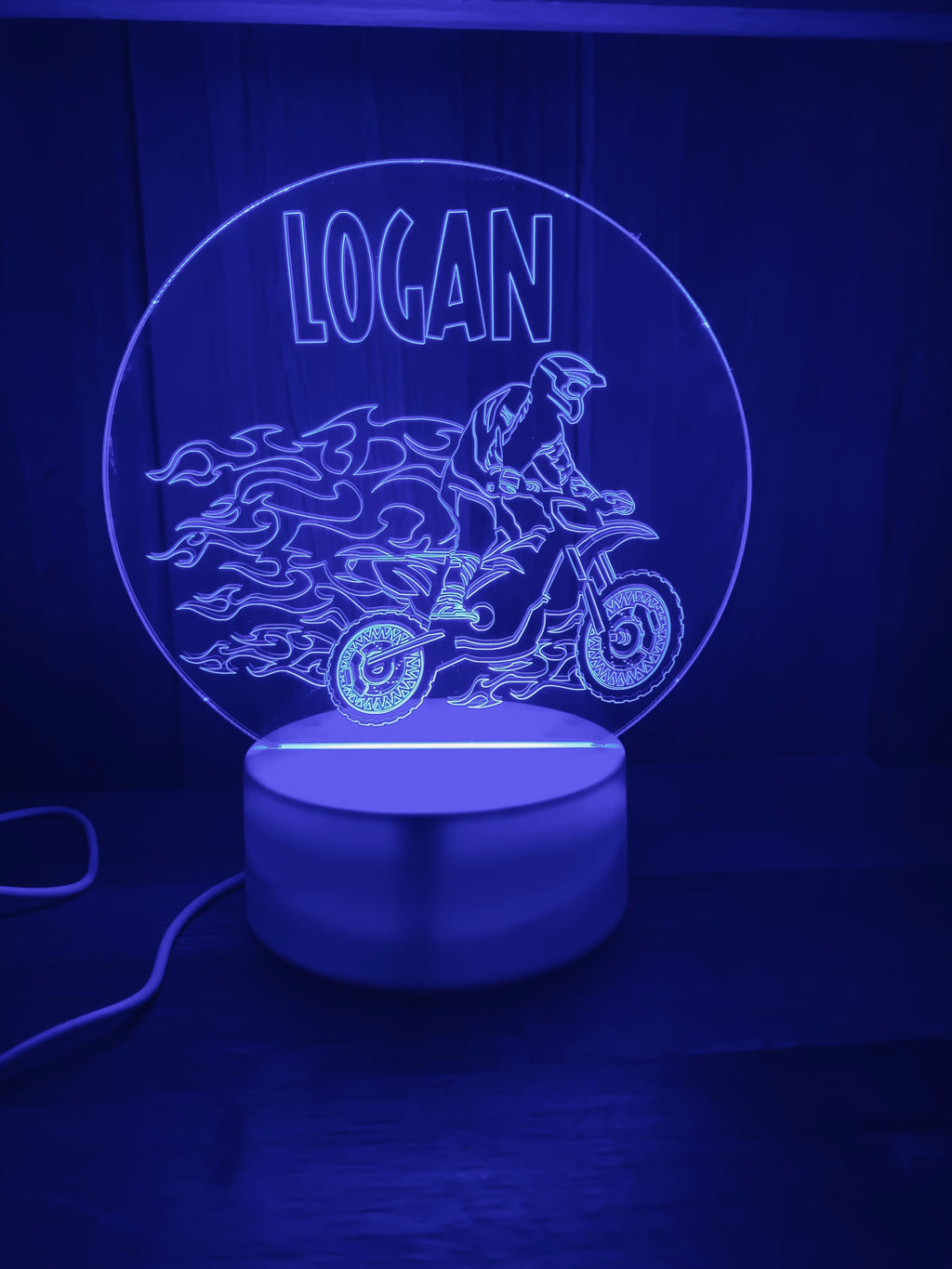MotorCross Themed LED Night Light - Comes Fully Personalised. Unique Gift Idea