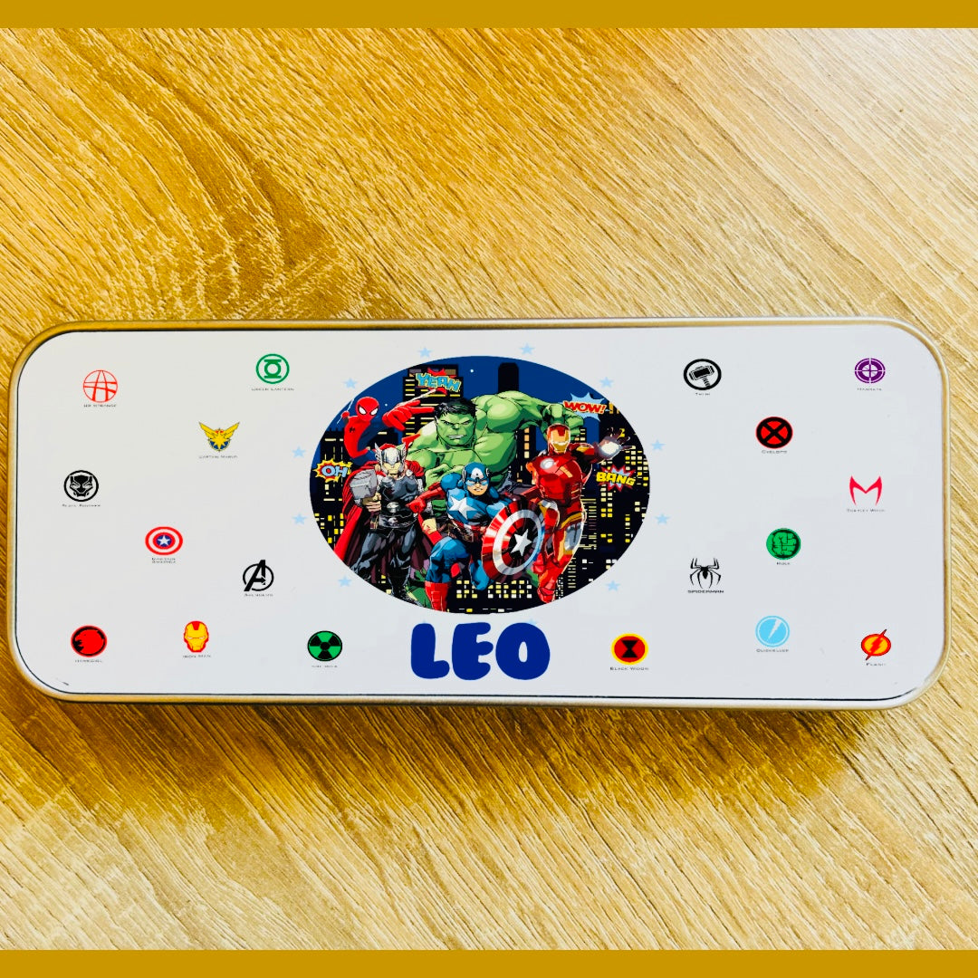 Avengers/Superheroes Design / Personalised Pencil Tin / Made to Order / Back To School / Metal Pencil Case / Personalised Gift Idea / School Essentials