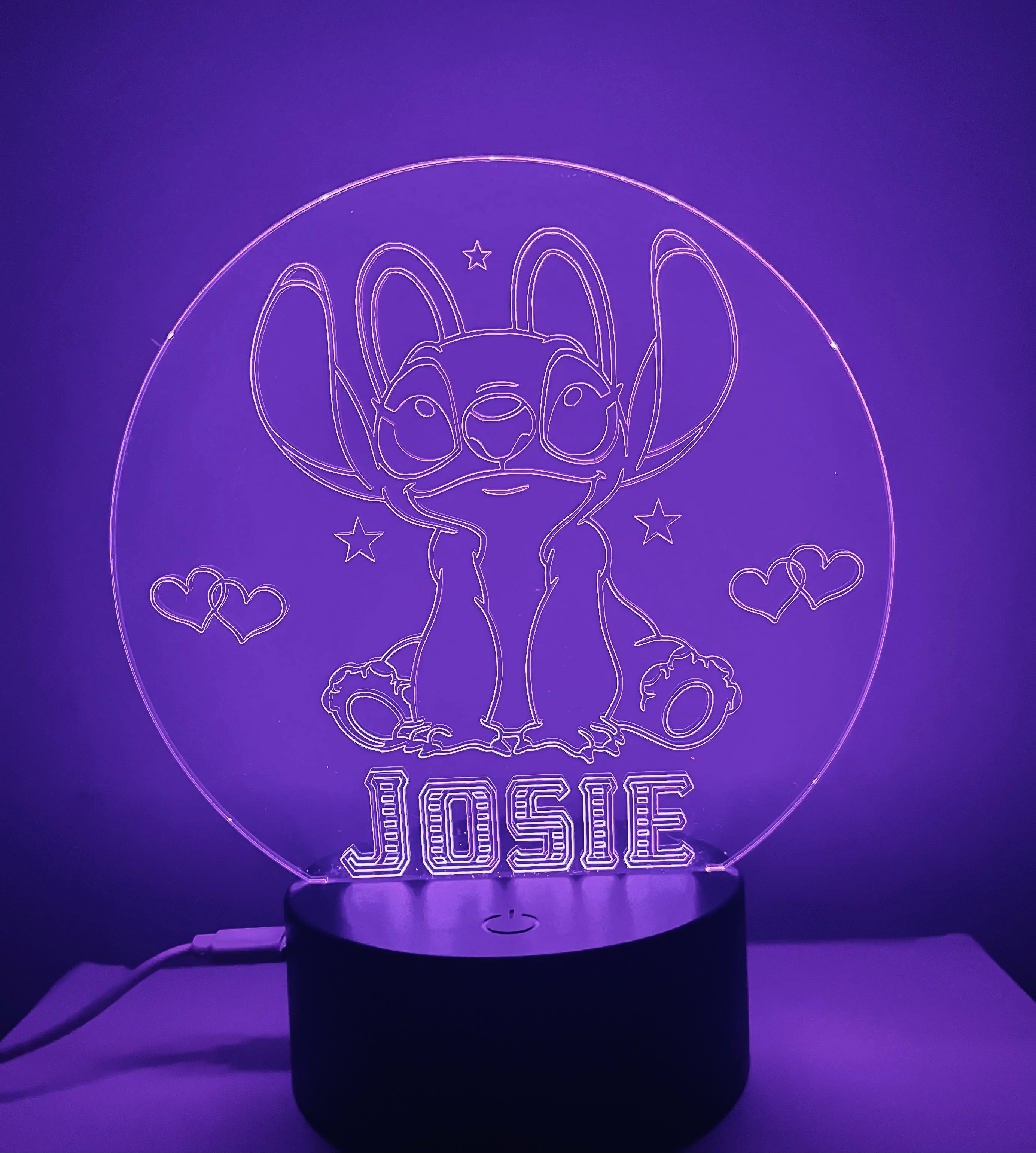 Angel from Stitch Themed LED Night Light - Comes Fully Personalised. Unique Gift Idea