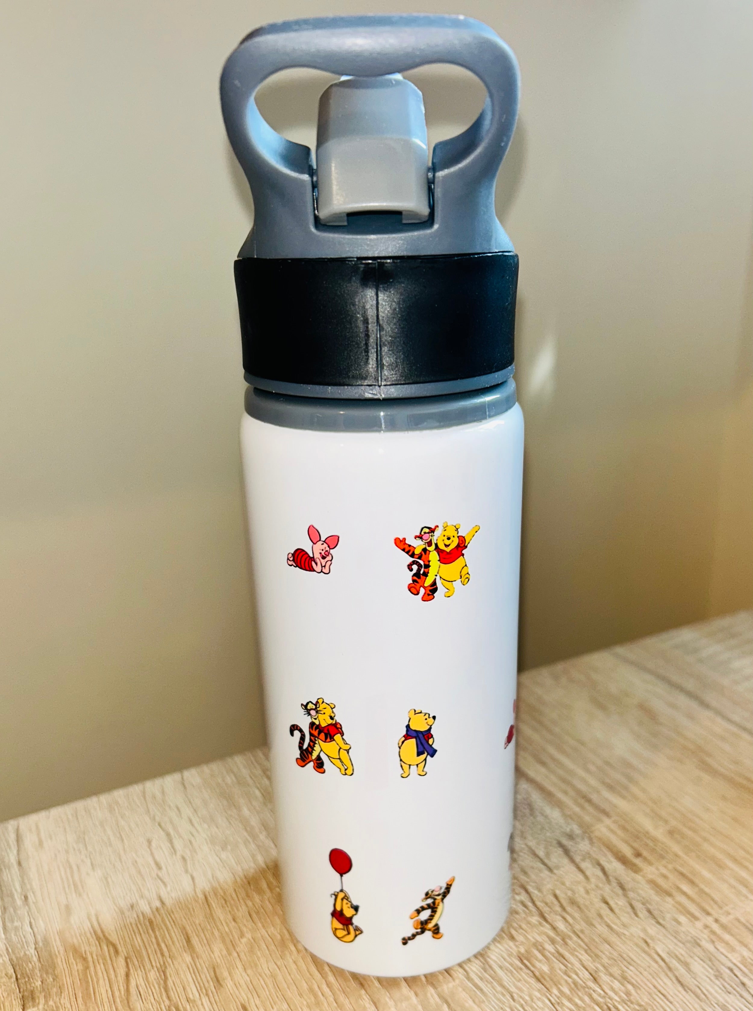 Character/Winnie the pooh Themed Personalised 600ml Aluminium Water Bottles - made with your favourite characters! School Water Bottle, Summer Ready.